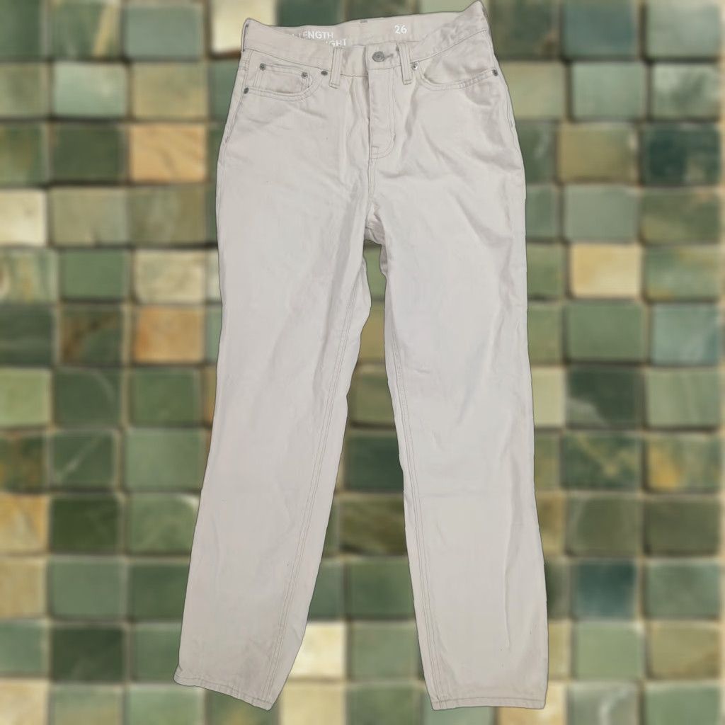 J.Crew J.Crew High-rise '90s Classic Straight Denim Beige Jeans Khaki Wash Size 26 M6J Mens Women Regular 5-Pocket Inseam 29 Rise 10.5 Size 26" / US 2 / IT 38 - 1 Thumbnail
