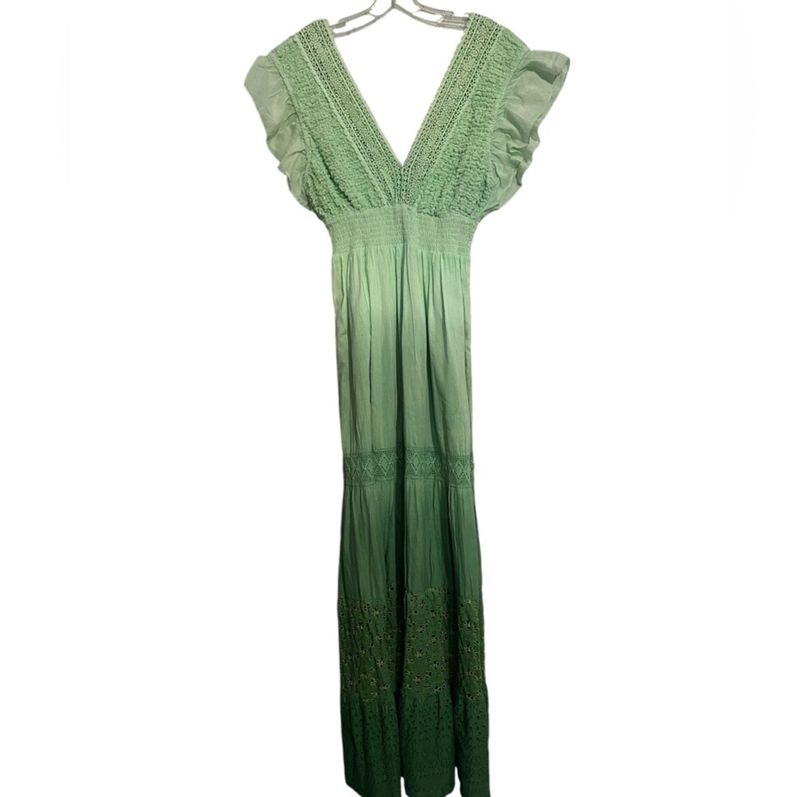 Other Raga Green Ombre Maxi Dress Lace Eyelet Tassels NWT S Size S / US 4 / IT 40 - 1 Thumbnail