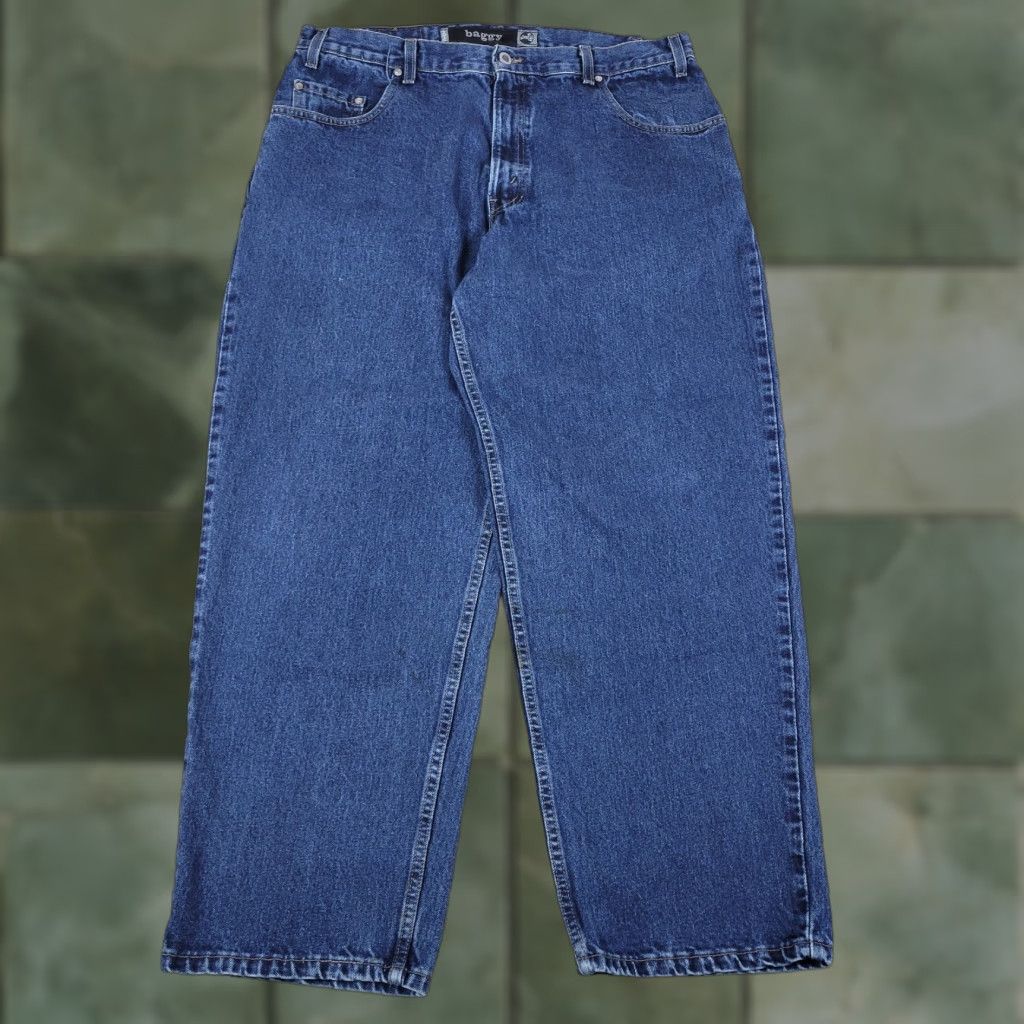 Levi's VINTAGE Levi's Silvertab Jeans 90s Baggy Mens 38x30 Blue Distressed Denim Cotton 5-Pocket USA 3-Button Zip Relaxed Wide-Leg Pants Jeans Mens Size US 38 / EU 54 - 1 Thumbnail
