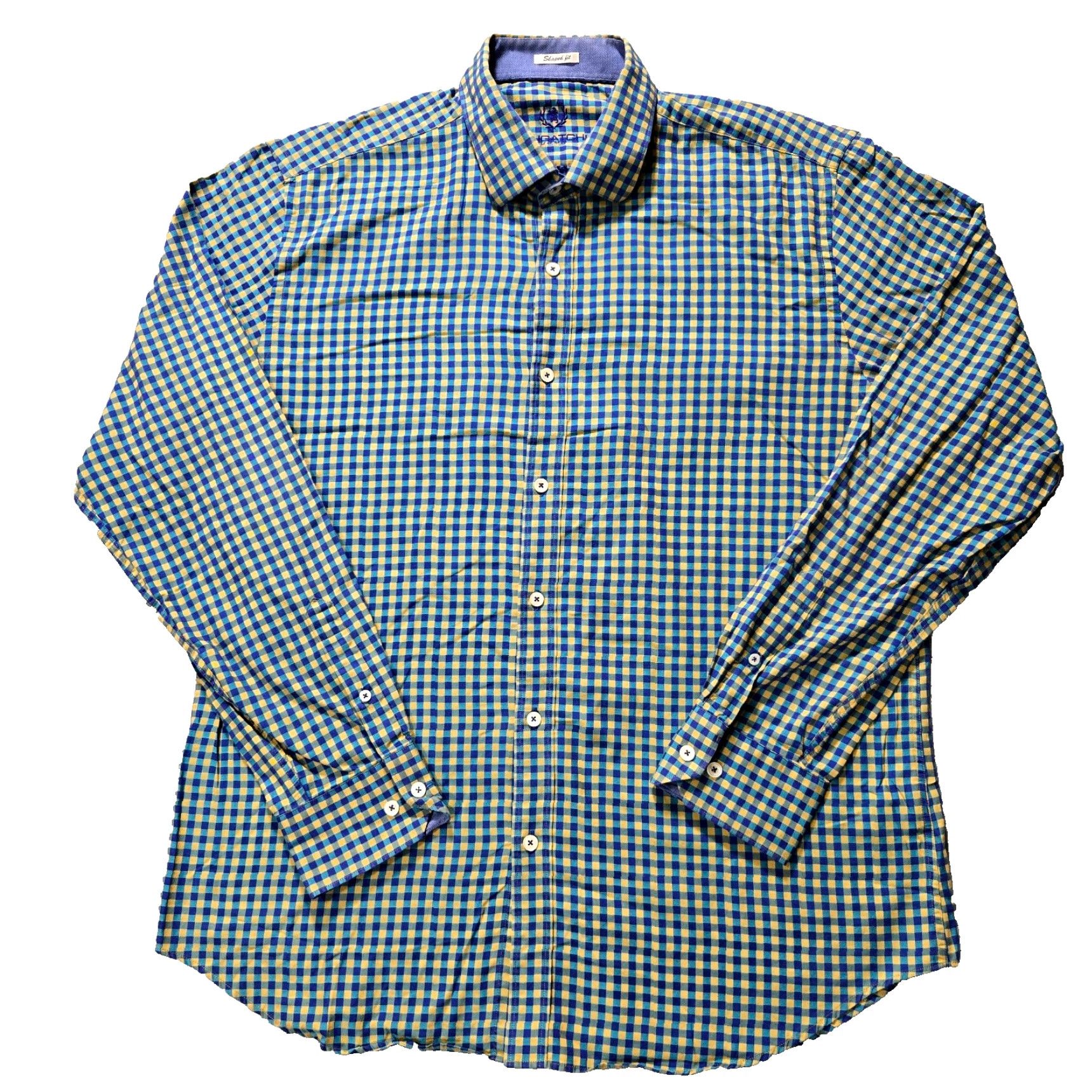 BUGATCHI Bugatchi Uomo Button-Up Shirt Mens Medium Cotton Checkered Shaped Fit Multicolor Warm Weather Casual Size 40R - 2 Thumbnail