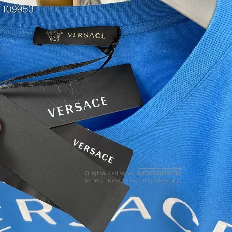 Versace Versace Blue Cotton Men's T-Shirt . Size US M / EU 48-50 / 2 - 2 Thumbnail