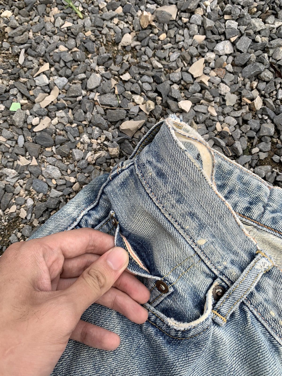 Kapital VINTAGE EDWIN 505 SELVEDGE FADED & RUSTY DISTRESSED DENIM Size US 28 / EU 44 - 14 Thumbnail