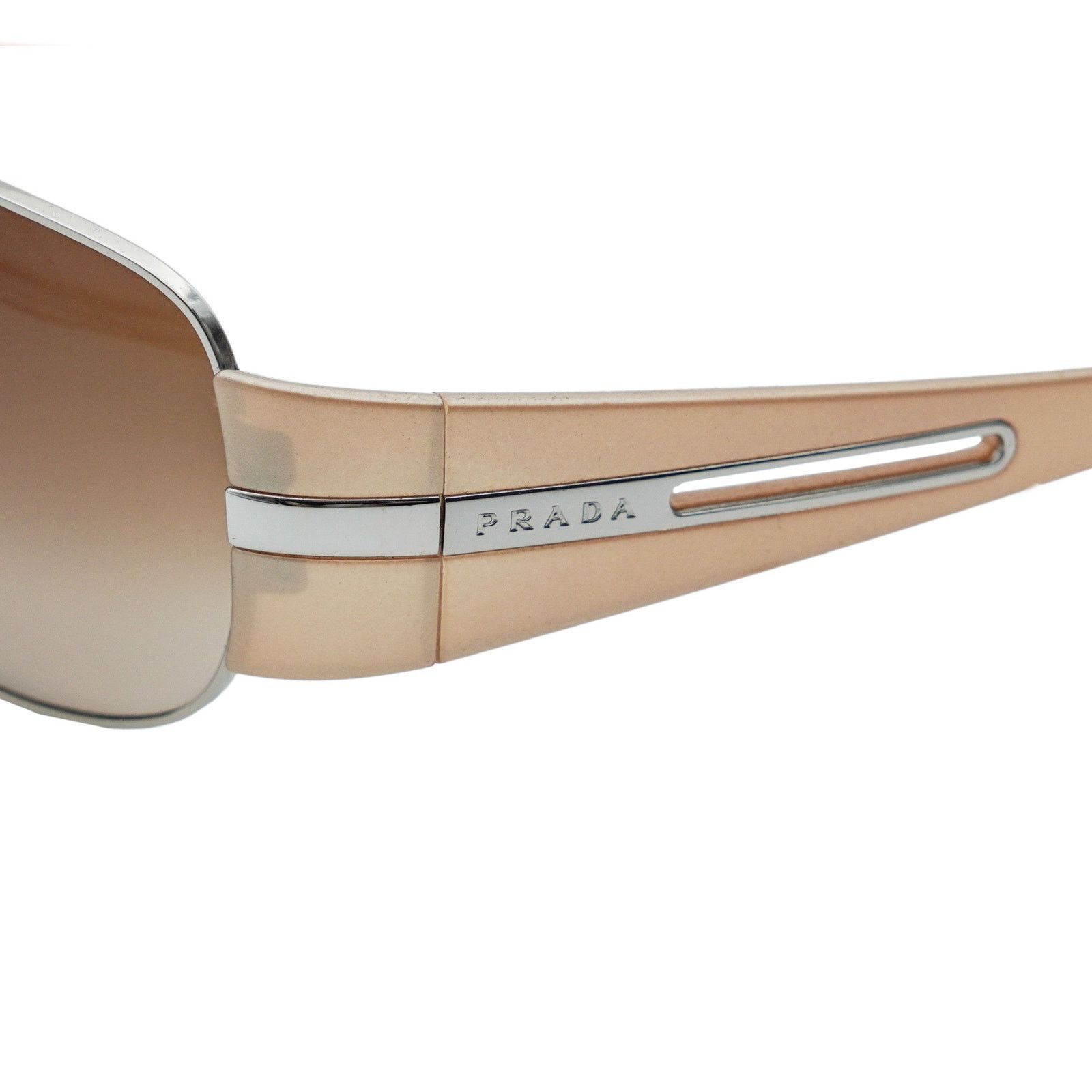 Prada Prada SPR 69H Silver Gradient Aviator Logo Y2K Sunglasses Size ONE SIZE - 5 Thumbnail