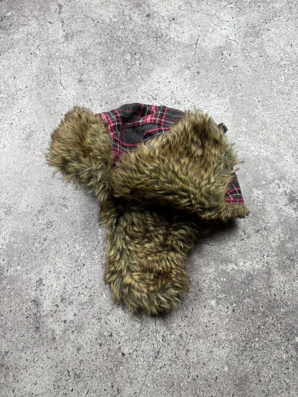 Japanese Brand Y2K pink camo Ushanka fur hat fuzzy vintage hype alt rare Size ONE SIZE - 3 Thumbnail