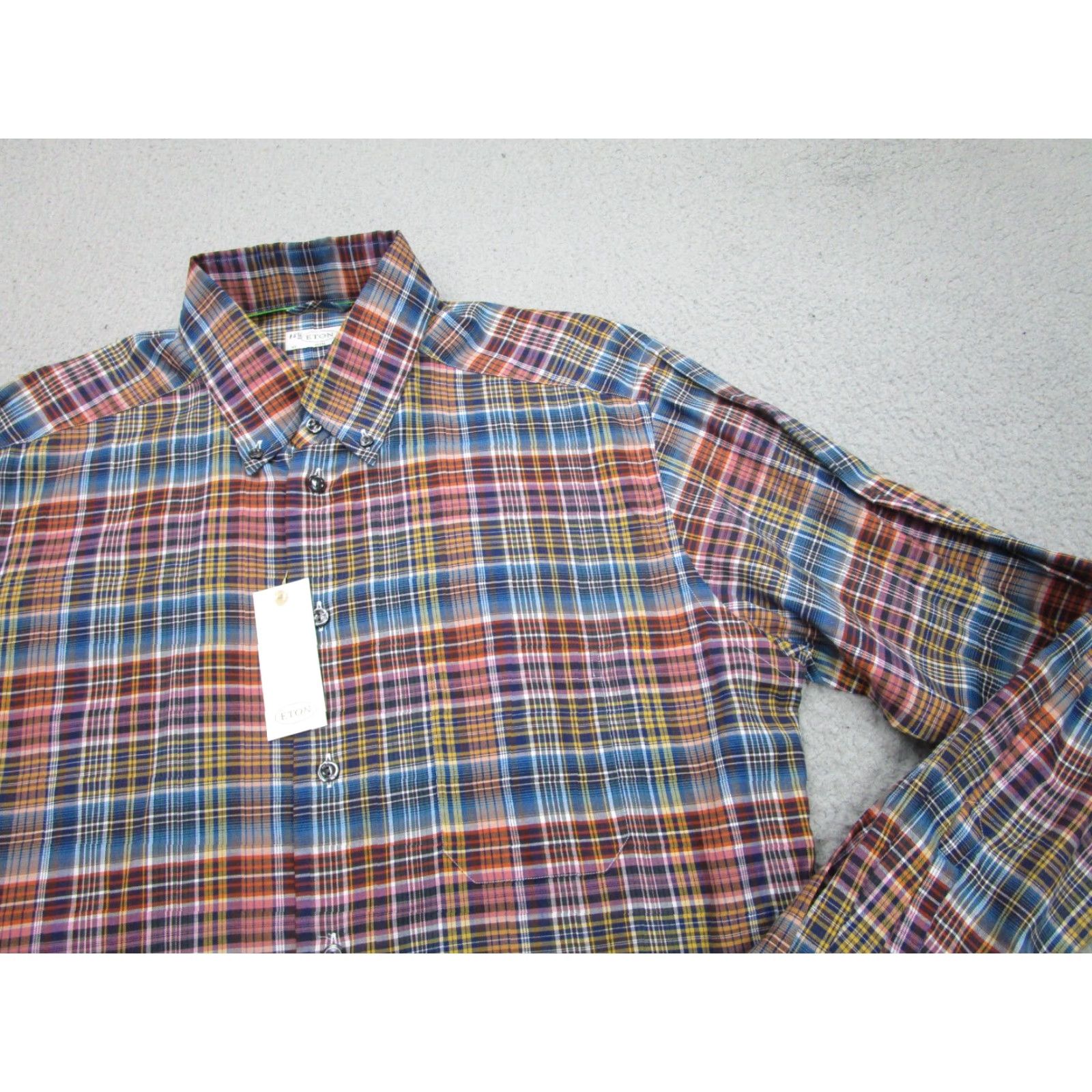 Eton ETON Shirt Mens Slim 42 15.5 Madras Tattersall Plaid Button-down Large Size US L / EU 52-54 / 3 - 3 Thumbnail