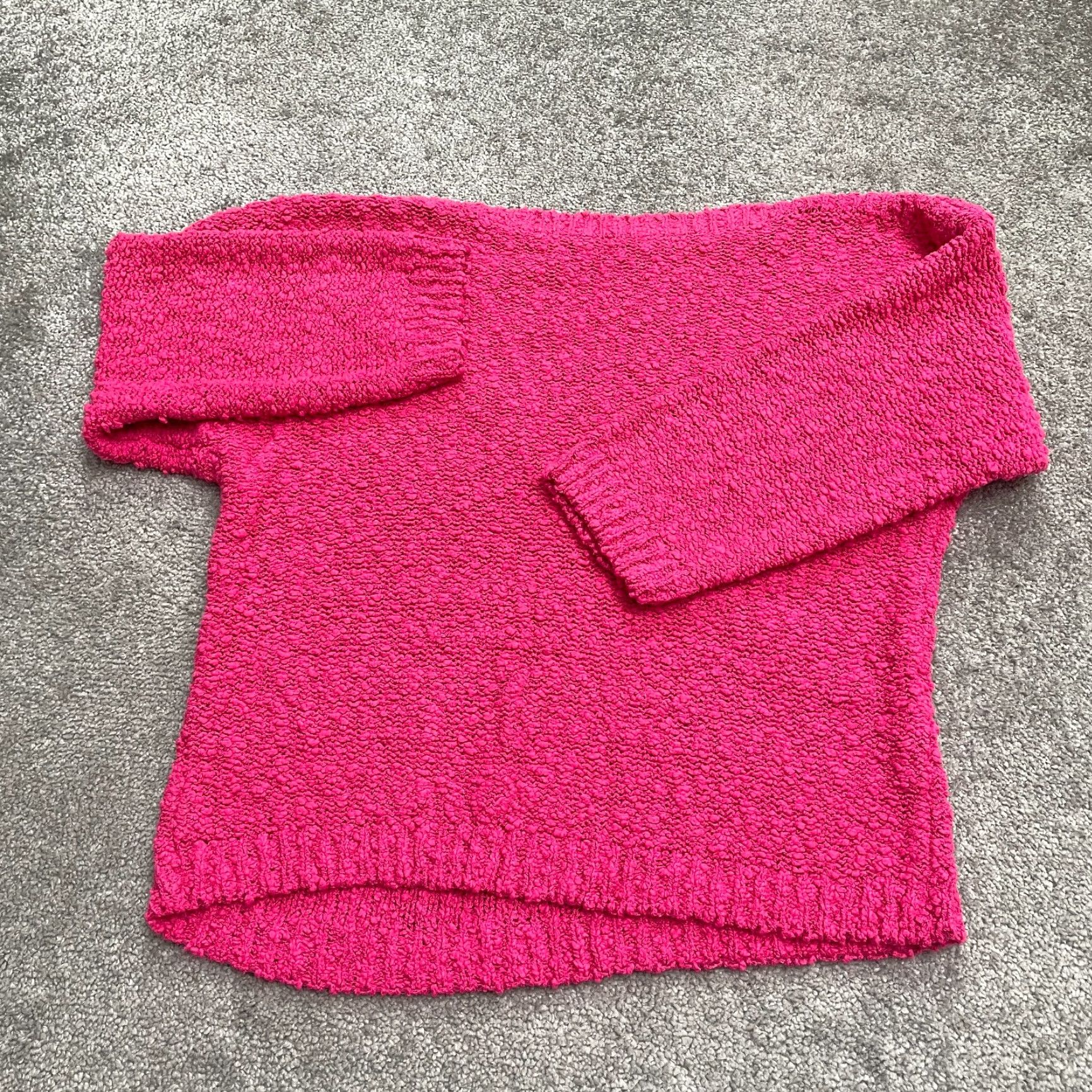 Pinko Popcorn Pullover Sweater Womens Large Hot Pink Crew Neck Knit Casual Stretch Size L / US 10 / IT 46 - 2 Thumbnail