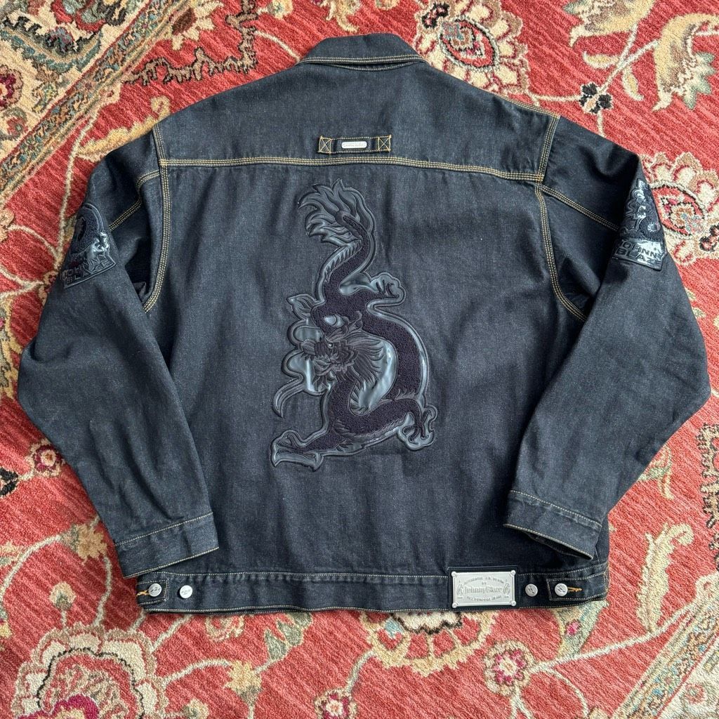 Coogi Vintage Y2K Johnny Blaze Black Denim Jacket Dragon Patchwork Size US XXL / EU 58 / 5 - 6 Thumbnail