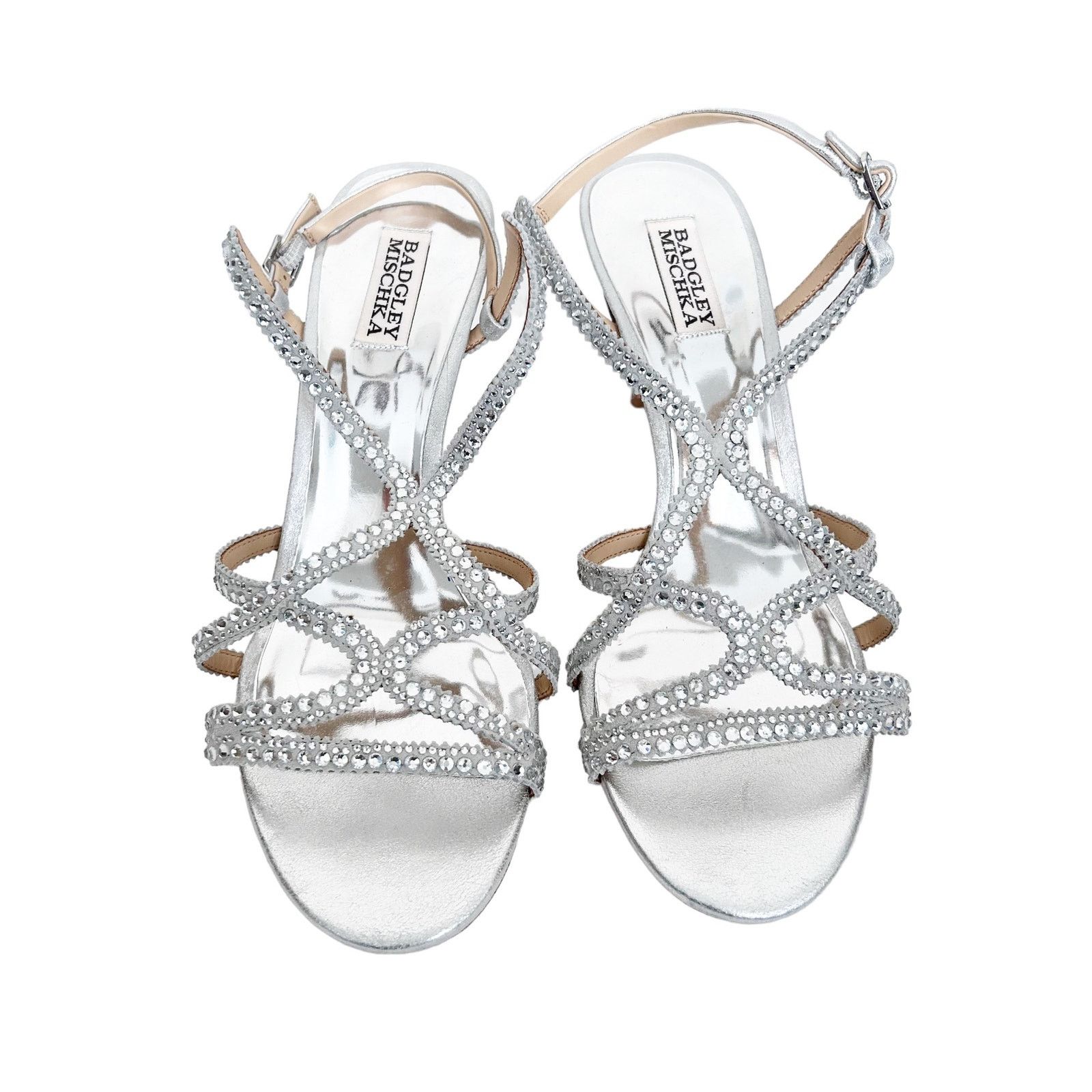Badgley Mischka Badgley Mischka Silver Metallic Gem Strappy Heels Sz 10 Size US 10 / IT 40 - 3 Thumbnail