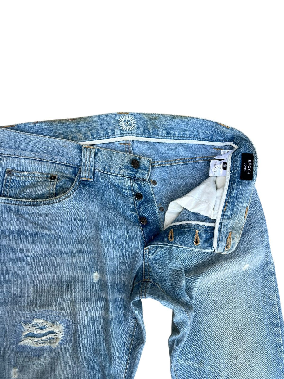 5351 POUR LES HOMMES Epoca Uomo Japan Distressed Dirty Mud Denim Bootcut Jeans Size US 32 / EU 48 - 5 Thumbnail