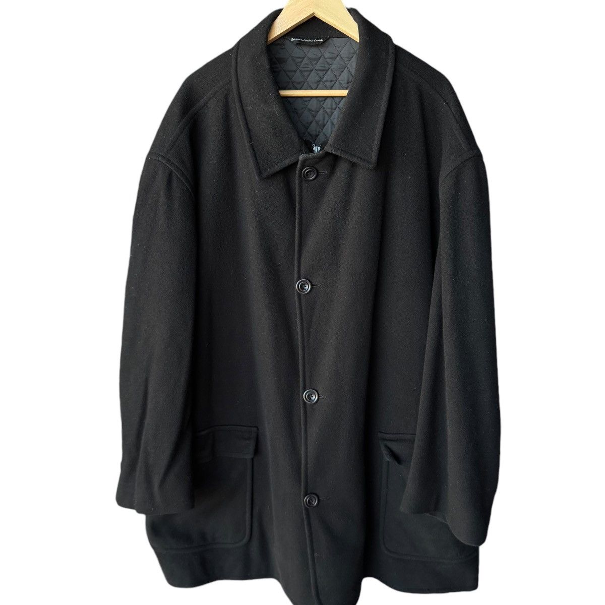 Loro Piana × Vintage ROCHESTER COUTURE WOOL TRENCH COAT BLACK DESIGNER JACKET 90s Size US XXL / EU 58 / 5 - 18 Thumbnail