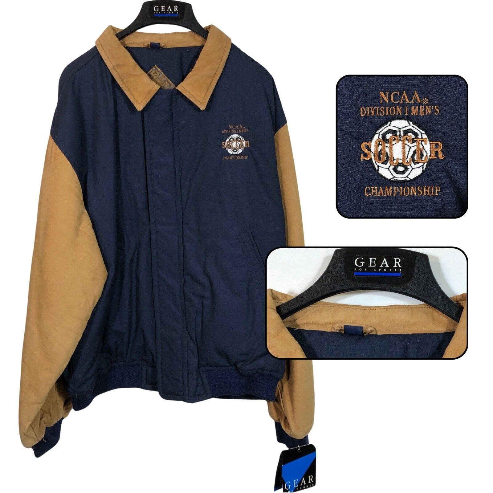 image of Varsity Bomber Jacket Suede Sleeves New 90's Gear For Sports in Blue, Men's (Size XL)