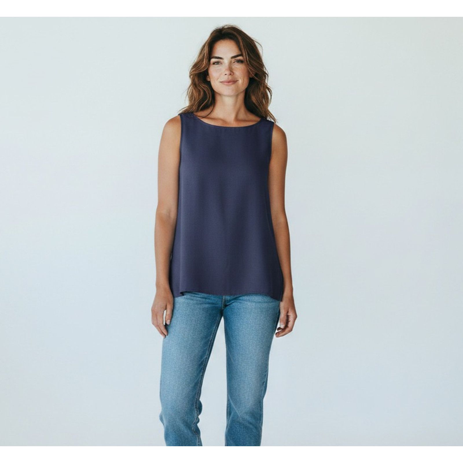 Eileen Fisher EILEEN FISHER Midnight Silk Georgette Crepe Tank Top Size PP Size XS / US 0-2 / IT 36-38 - 1 Thumbnail