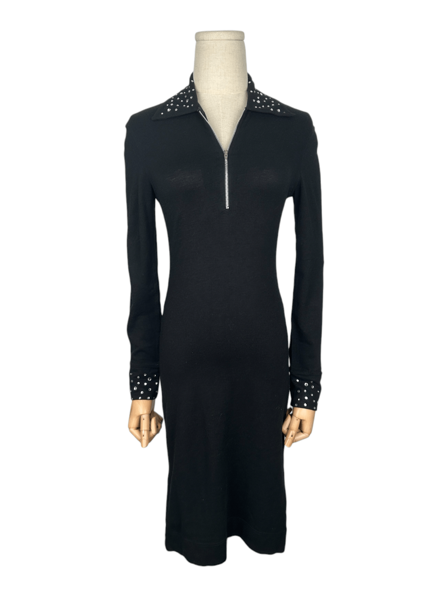 Moschino Moschino Jeans Black V Neck Dress Size M / US 6-8 / IT 42-44 - 1 Thumbnail