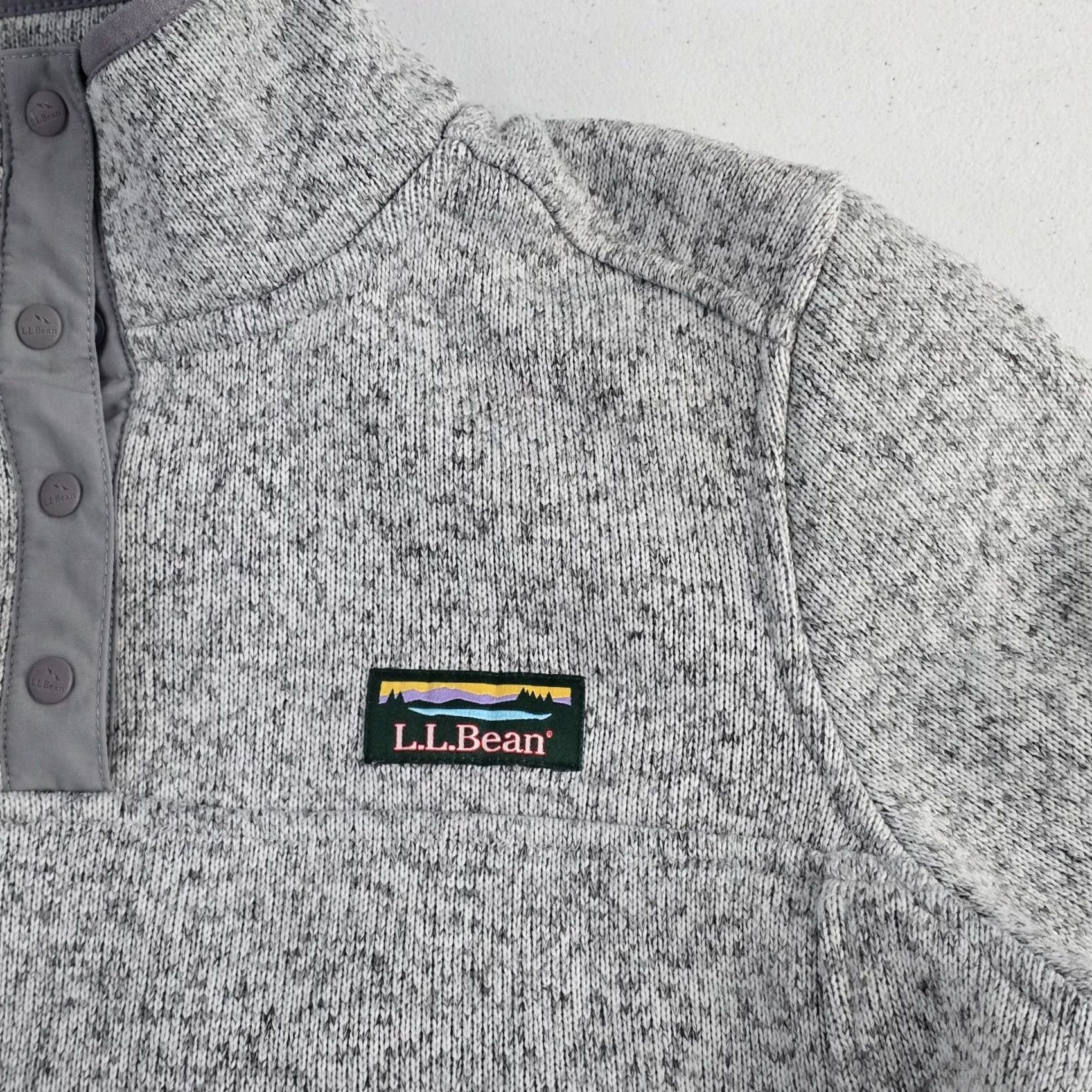Vintage LL Bean Women's Sweater Fleece Pullover Gray M Reg 7093 snap Size M / US 6-8 / IT 42-44 - 2 Thumbnail