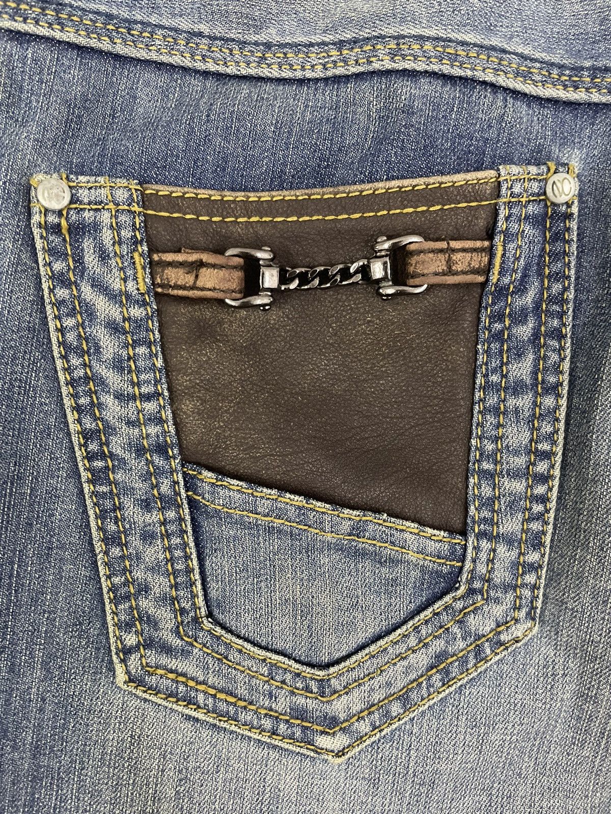 Hysteric Glamour Nicole Club For Men Japan Leather Pocket Flare Jeans Size US 34 / EU 50 - 8 Thumbnail