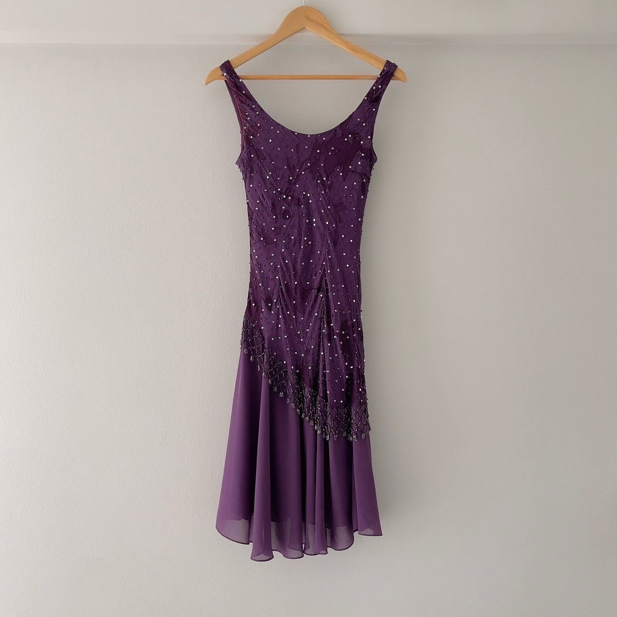 Alex Evenings Vintage Purple Silk Burnout & Chiffon Beaded Dress (S–M) Size M / US 6-8 / IT 42-44 - 14 Thumbnail