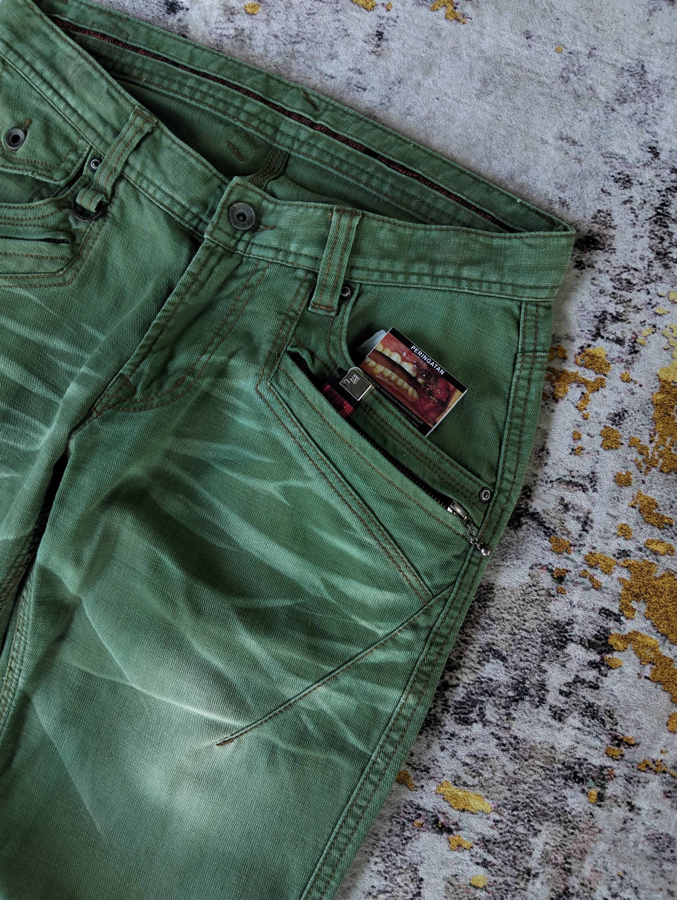 Nicole Club Nicole Club For Men Slim Green Whiskers Low Rise Jeans Size US 31 - 5 Thumbnail