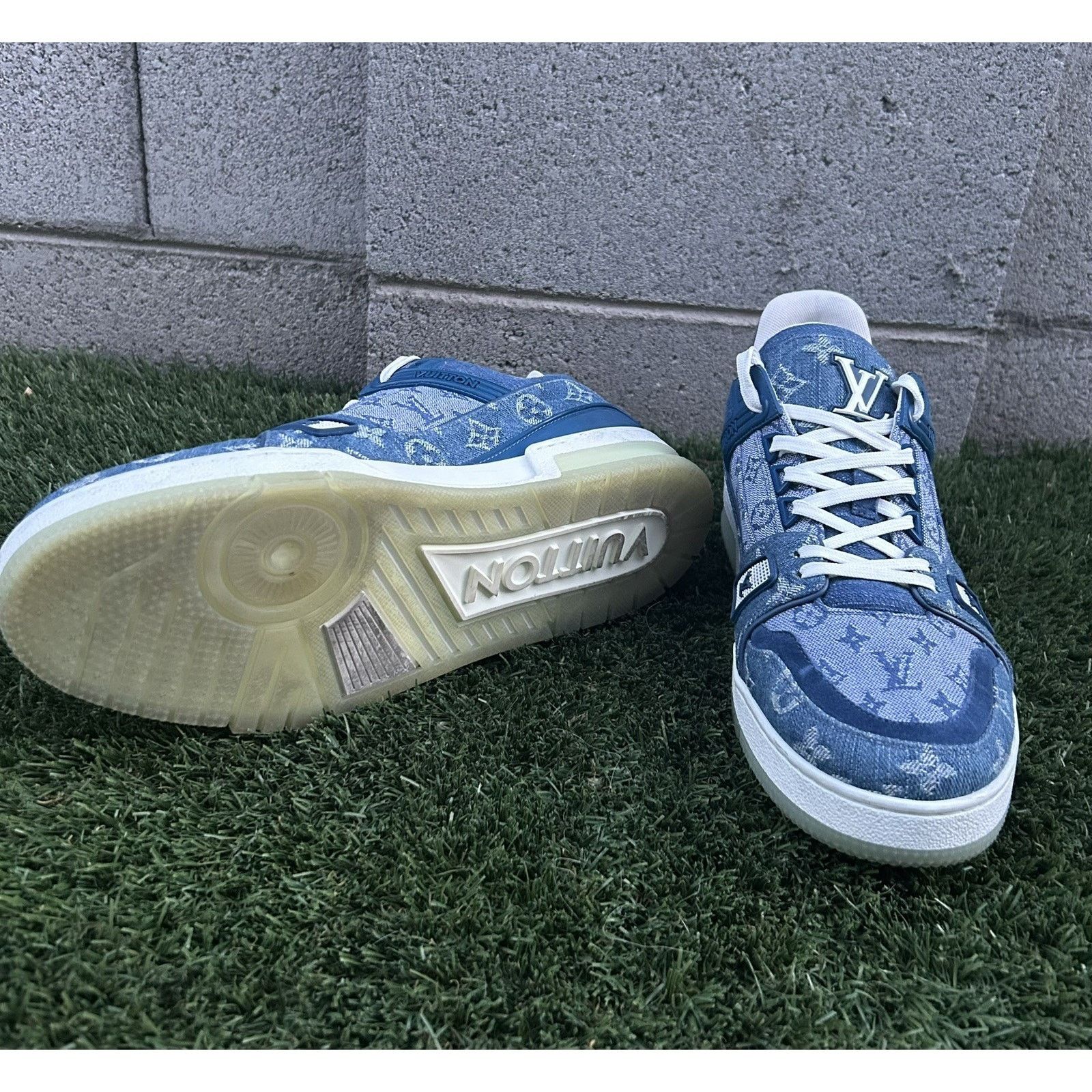 Louis Vuitton Louis Vuitton Trainer Denim Blue Monogram Sneakers Size 9.5 Size US 9.5 / EU 42-43 - 6 Thumbnail