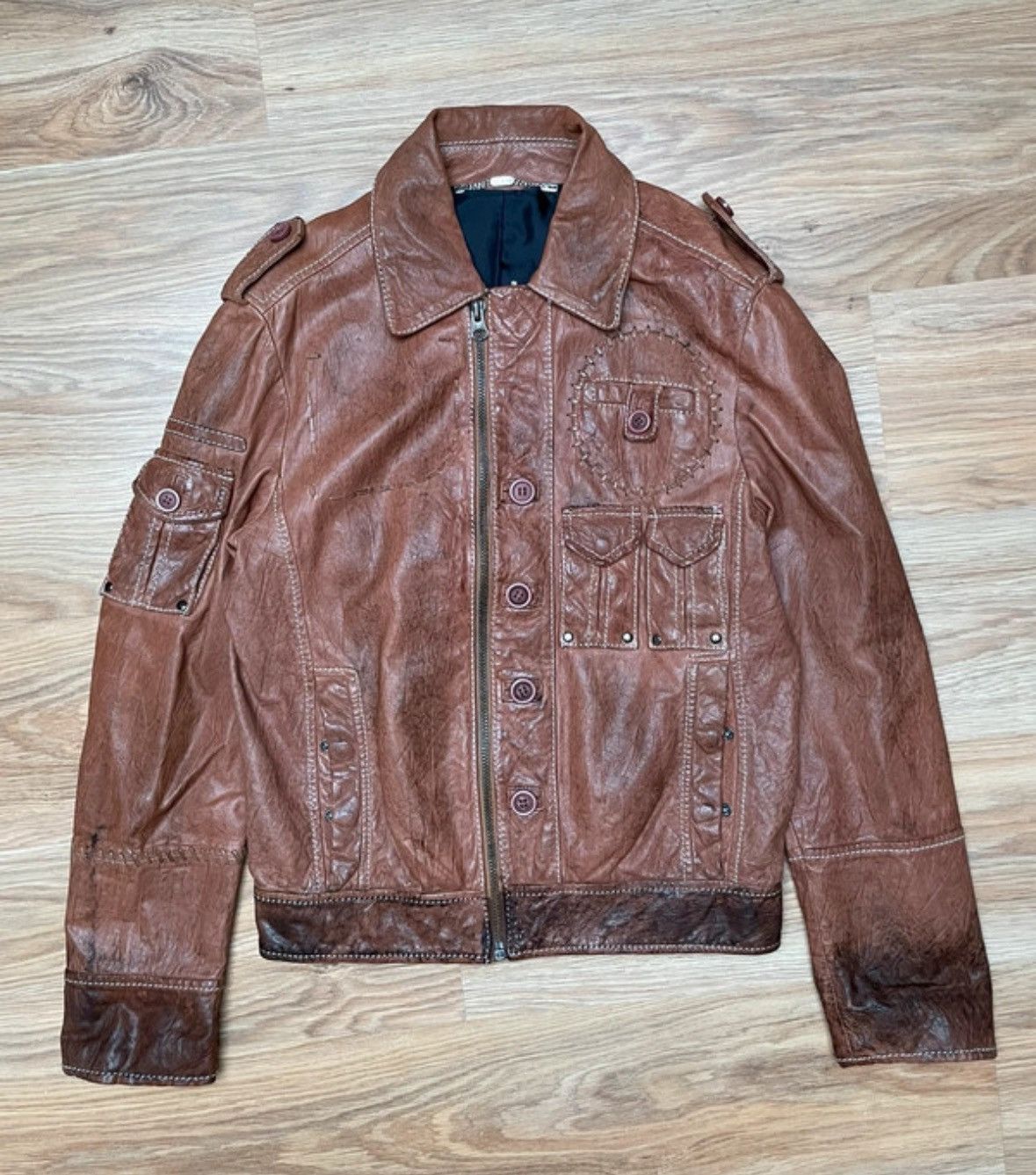 Dirk Bikkembergs ARCHIVE PATCH WORK LEATHER JACKET CCP STYLE | Grailed