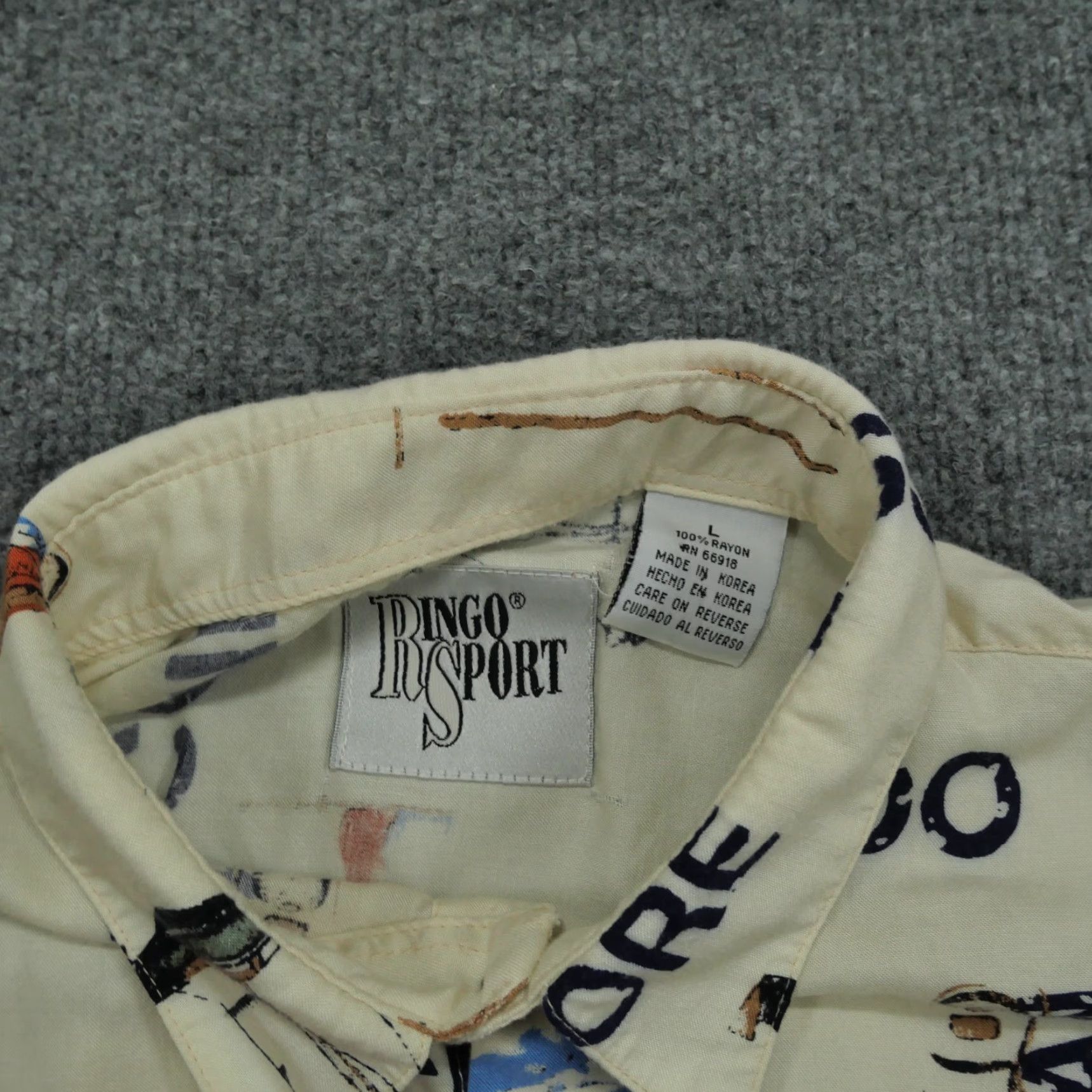 Vintage VINTAGE Ringo Sport Shirt Mens L Beige Hawaiian Sailing Ocean Button Up 90s Size US L / EU 52-54 / 3 - 4 Thumbnail