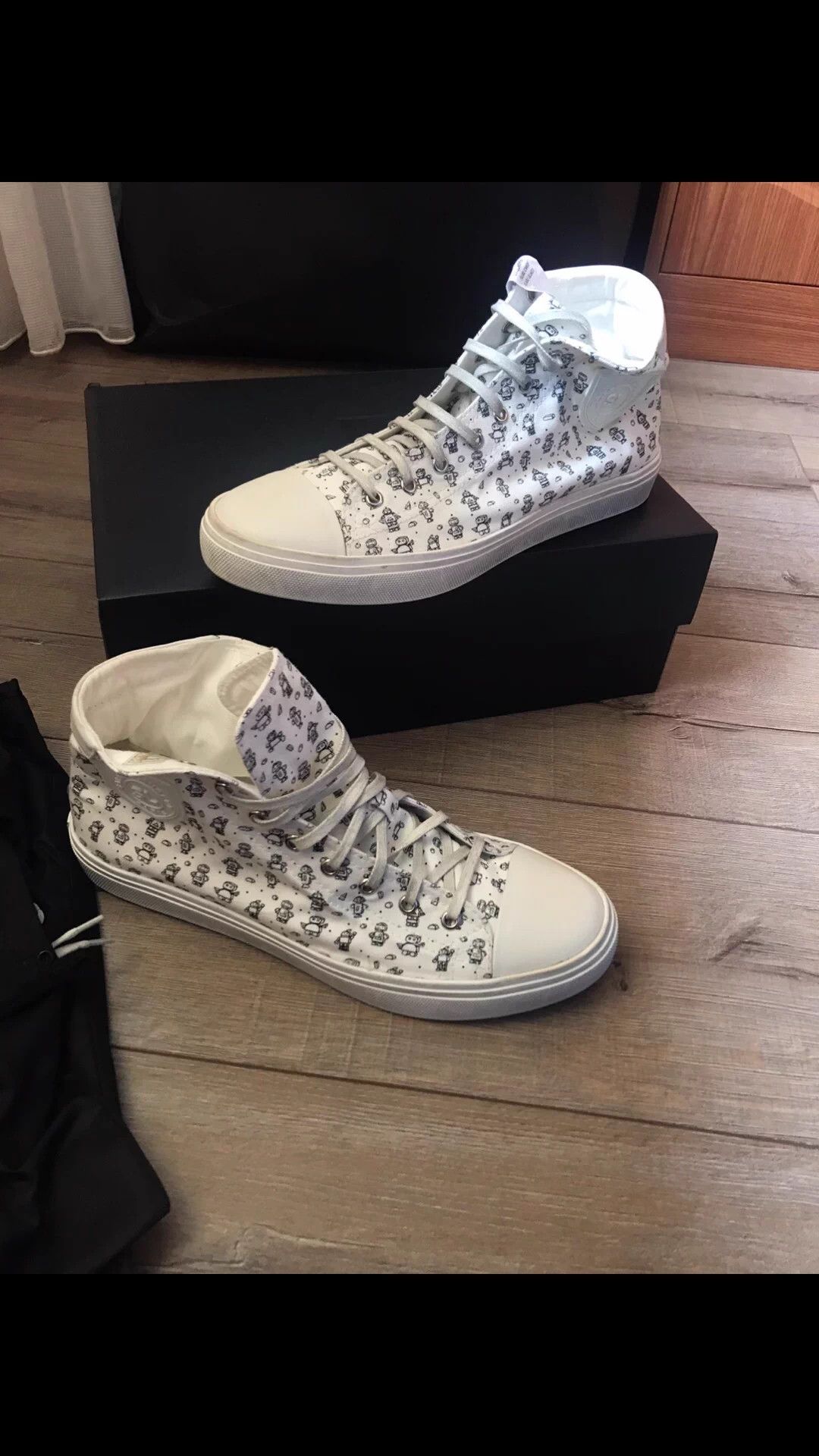 Saint Laurent Paris SLP high-top canvas leather sneakers 42.5 EU Robot Size US 9.5 / EU 42-43 - 6 Thumbnail