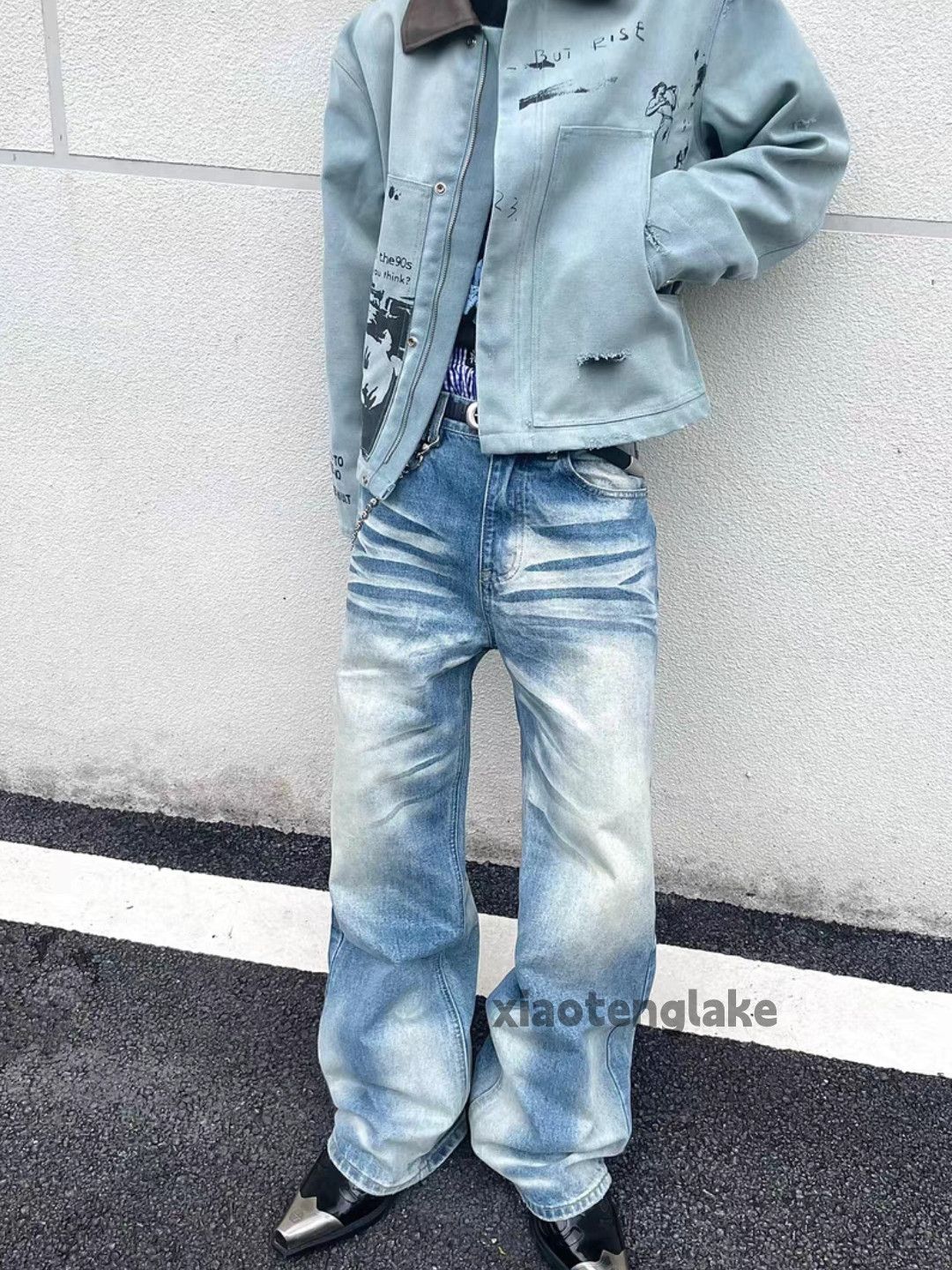 Jean Unisex washed faded cleanfit yuppie y2k baggy jeans Size US 28 / EU 44 - 2 Thumbnail