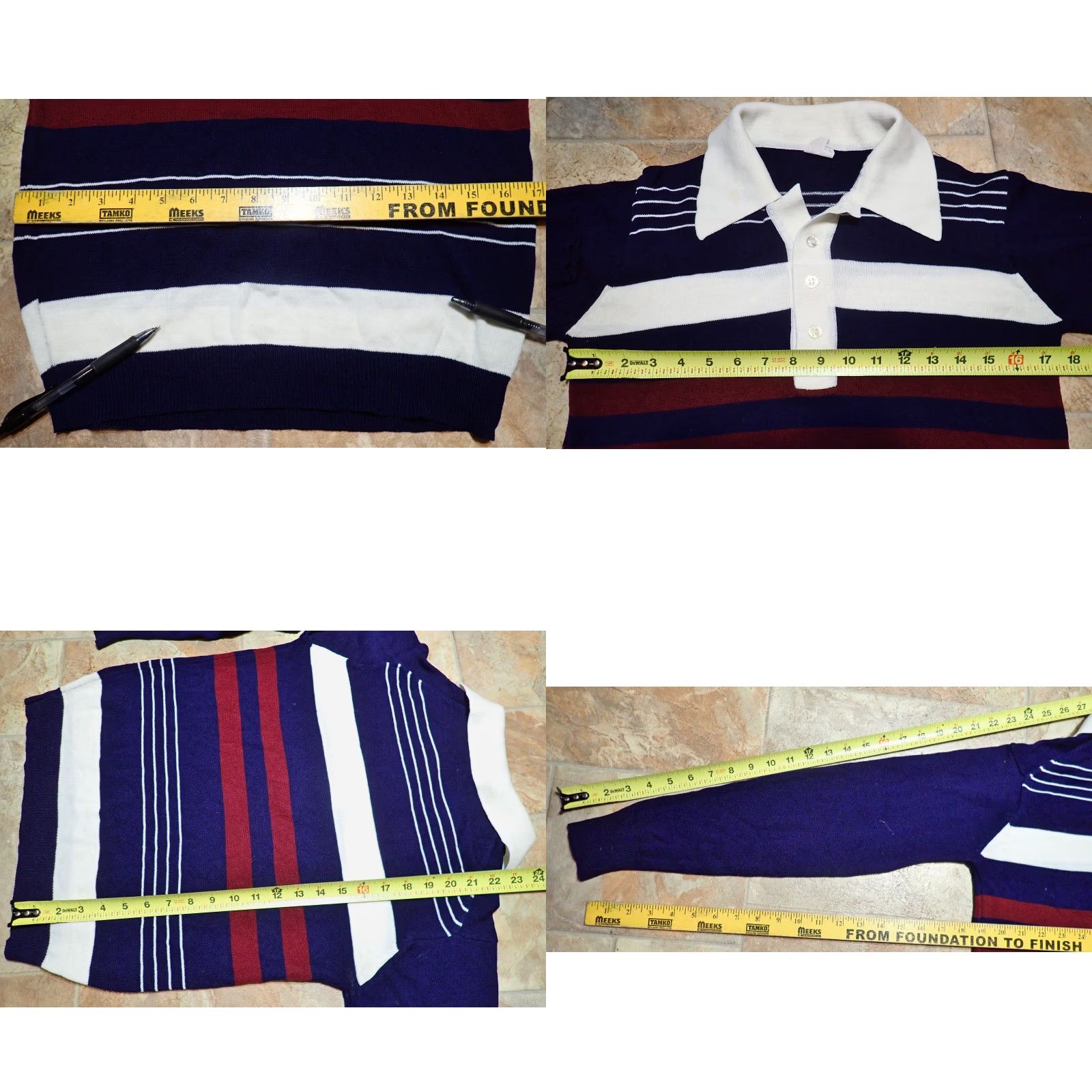 Arrow VINTAGE Arrow Polo Shirt NAVY GOLF Casual Men’s Small S Navy Burgundy White Stripes 80s Polo Shirt Mens Navy White Burgundy 80s Arrow Golf Shirt Size US S / EU 44-46 / 1 - 8 Thumbnail