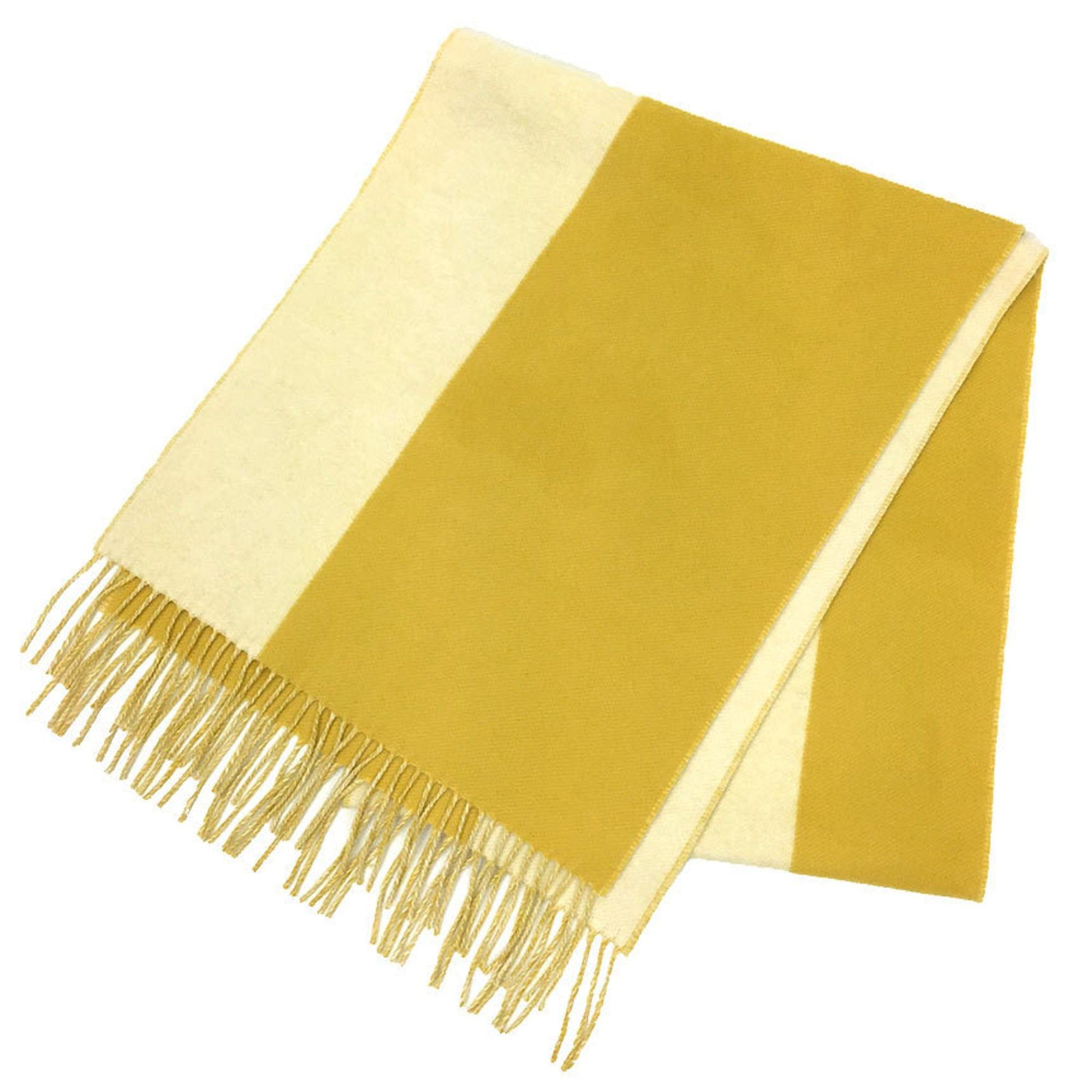 image of Hermes Cashmere Muffler Stole Shawl Yellow X Cream Aq9395 in White, Women's
