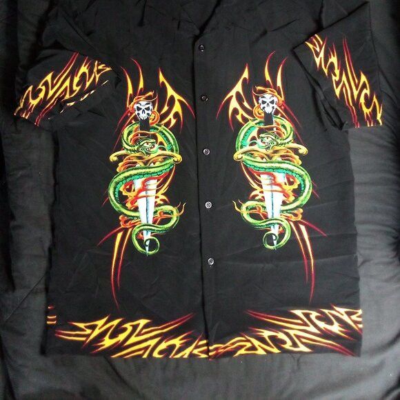 Dragonfly Vintage Y2K Dragonfly Skulls Snakes Dagger Tribal Shirt Size US XL / EU 56 / 4 - 3 Thumbnail