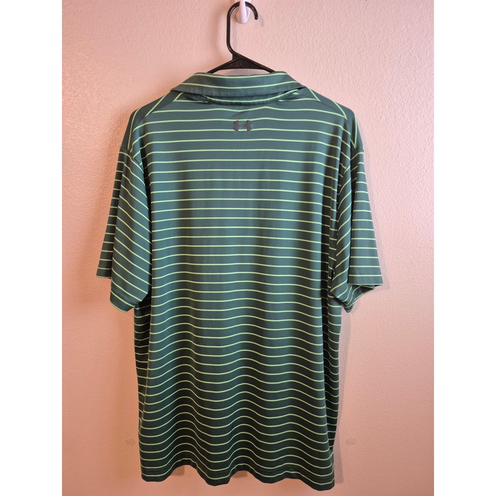 Under Armour Under Armour Playoff Polo Mens Large L Green Striped Top Size US L / EU 52-54 / 3 - 3 Thumbnail
