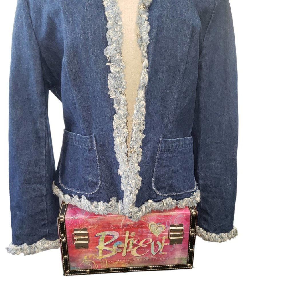 Other CT791a Westport Ladies Fringed Denim Blazer M Size M / US 6-8 / IT 42-44 - 2 Thumbnail