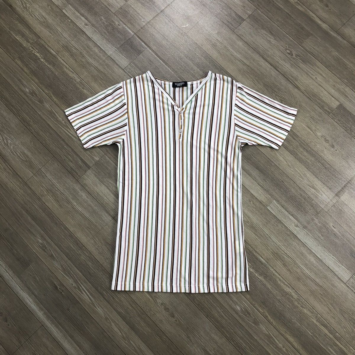 Tornado Mart 2000s Tornado Mart Japan Striped Lgb Goa Style Button TShirt Size S / US 4 / IT 40 - 1 Thumbnail