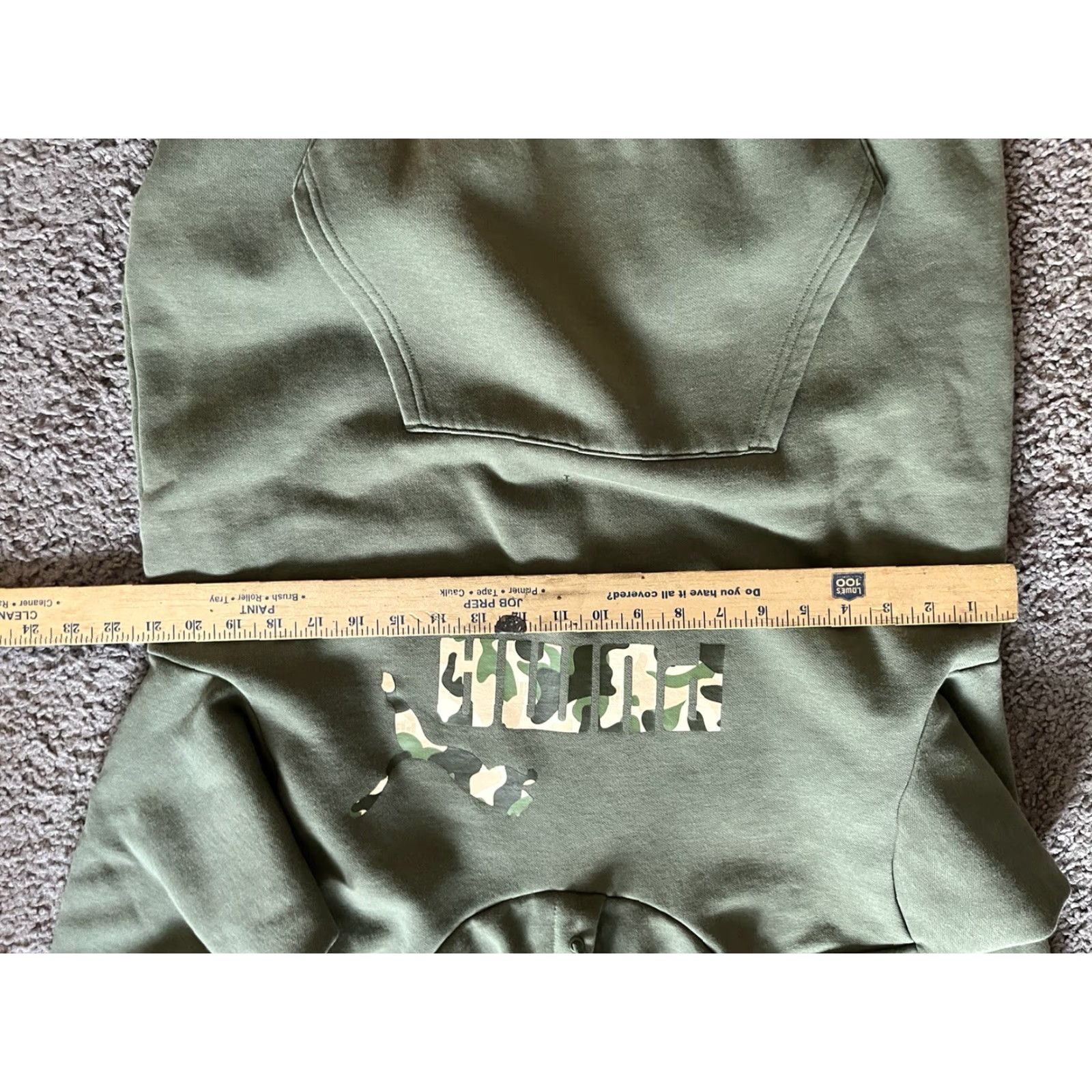 Puma PUMA Logo Hoodie Pullover Sweatshirt M Olive-Green Camouflage | Men | Size M | Cotton Blend Fleece | Regular Fit Size US M / EU 48-50 / 2 - 5 Thumbnail