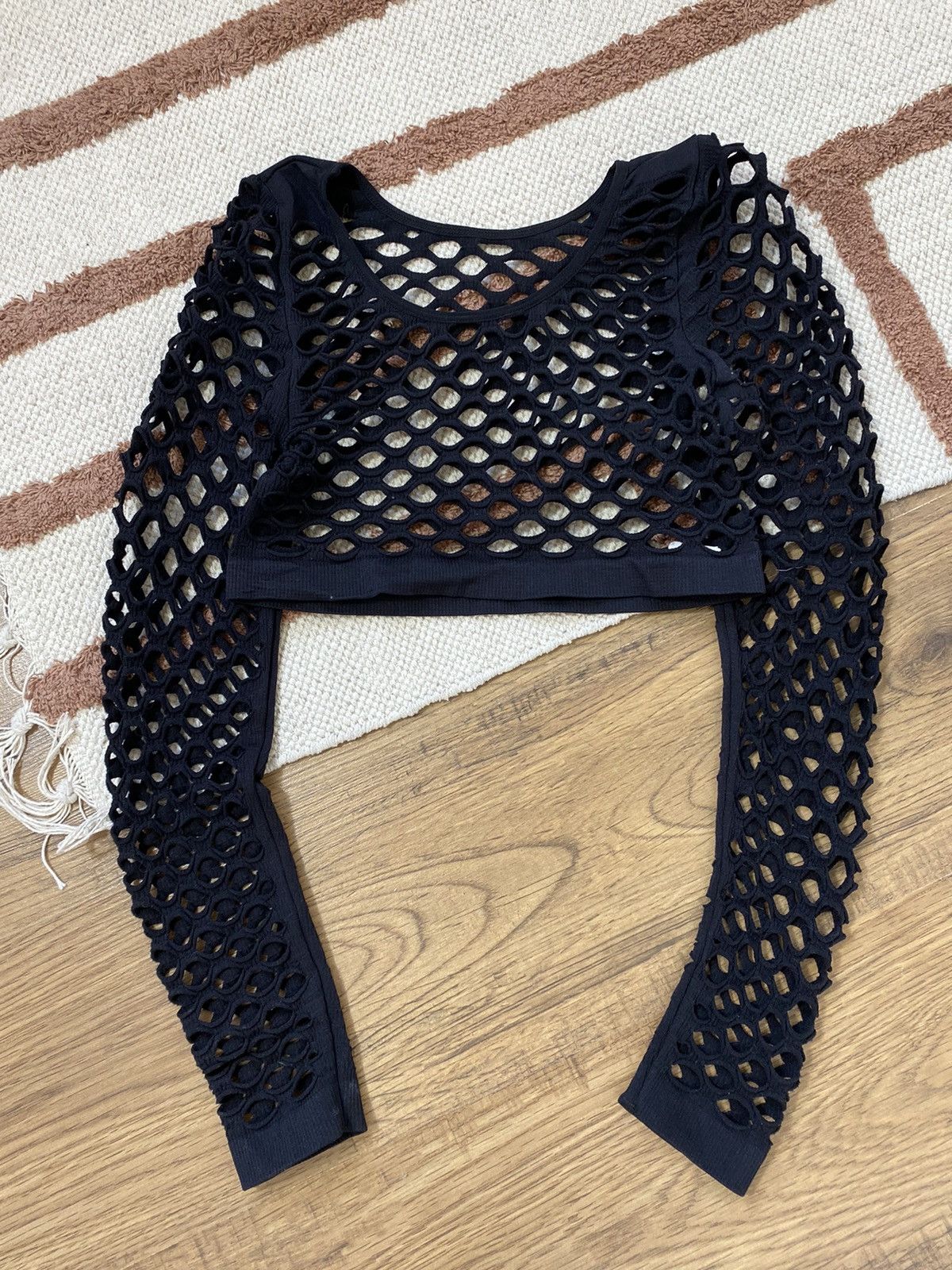 Vintage Y2K LARGE MESH BLACK CROP TOP Size S / US 4 / IT 40 - 3 Thumbnail
