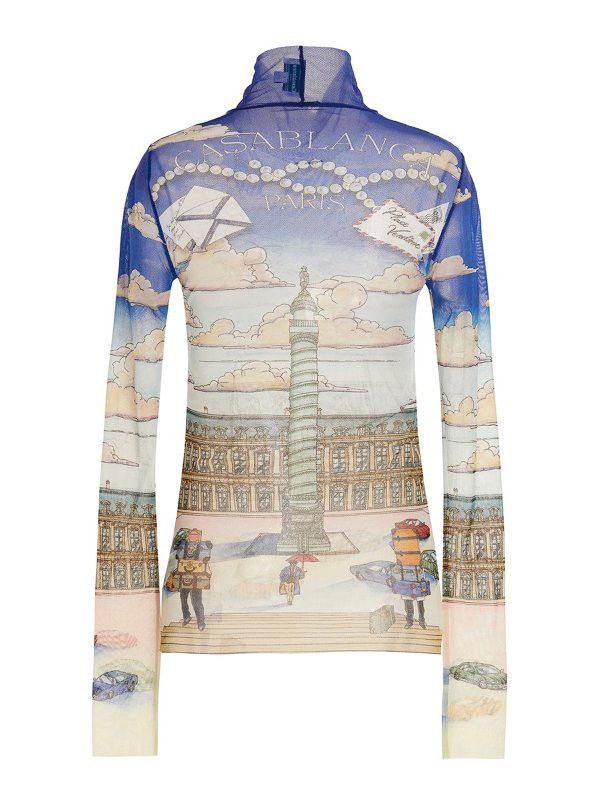 Casablanca o1mle0326 Printed Mesh Top High Neck In Multicolor Size US XS / EU 42 / 0 - 2 Thumbnail