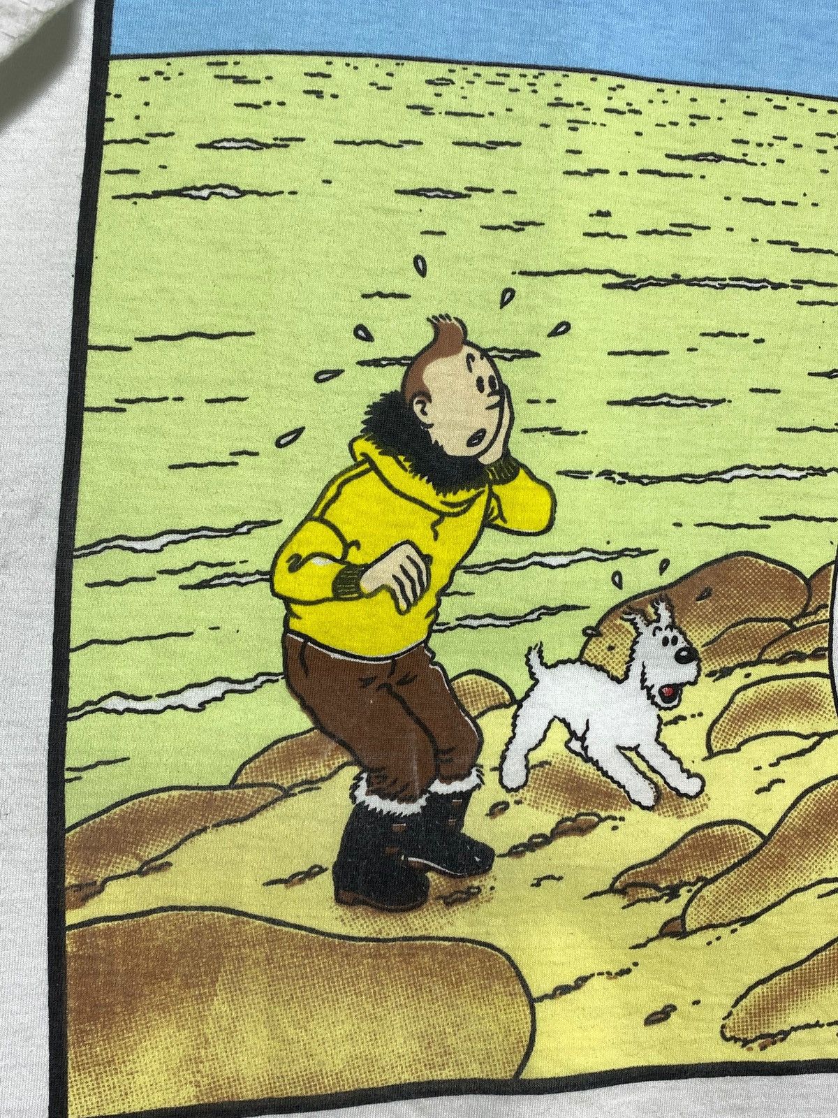 Cartoon Network 🔥 90s TINTIN SHOOTING STAR TEE BIG MUSHROOM RARE GRAPHIC Size US XL / EU 56 / 4 - 6 Thumbnail