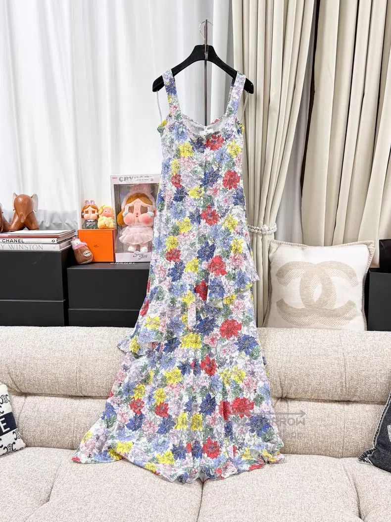 Chanel Chanel Colorful oil painting graffiti hollow flower dress Size XS / US 0-2 / IT 36-38 - 2 Thumbnail