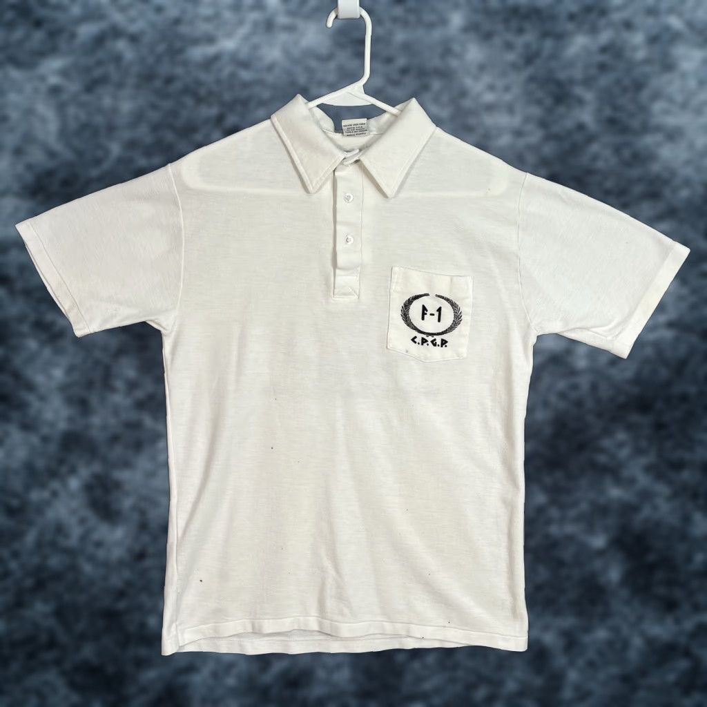 Vintage VINTAGE 70s Formula 1 Grand Prix Caesars Palace Polo Shirt Adult Large White Mens Size US L / EU 52-54 / 3 - 1 Thumbnail
