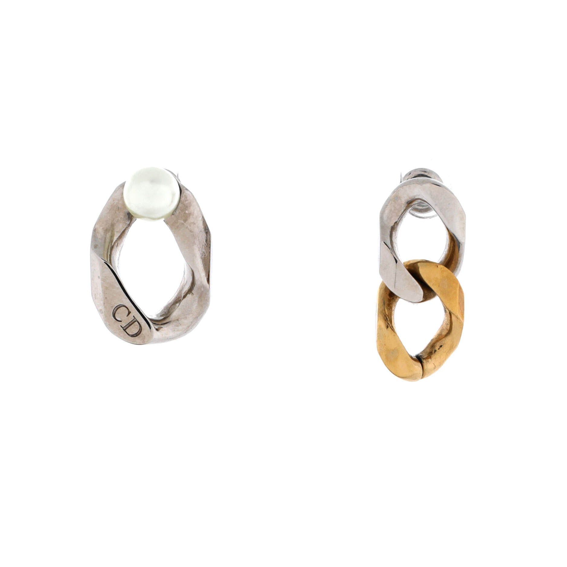 Dior x Sacai Asymmetrical Twisted Link Stud Earrings Size ONE SIZE - 1 Thumbnail