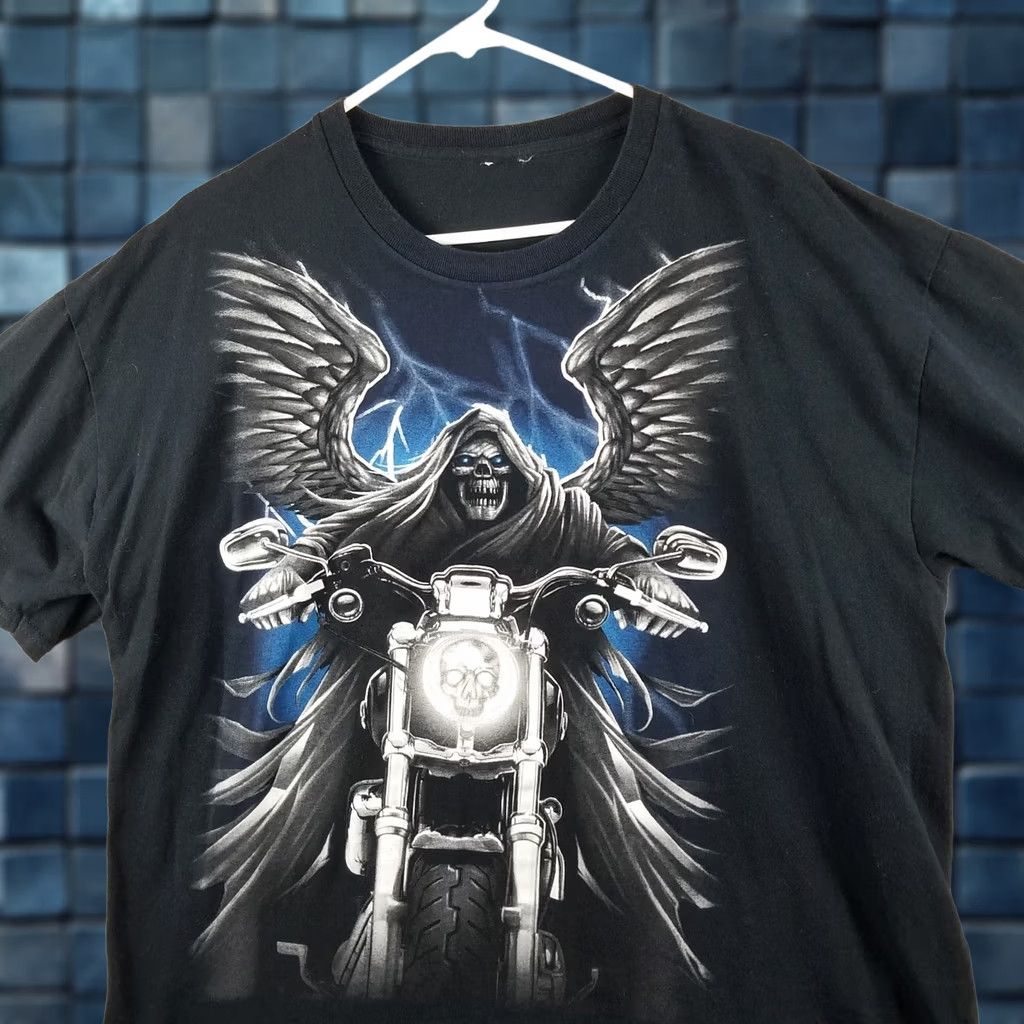 Harley Davidson Vintage Motorcycle Shirt Men Large Angel Of Death Skull Bike Harley Davidson Size US L / EU 52-54 / 3 - 1 Thumbnail