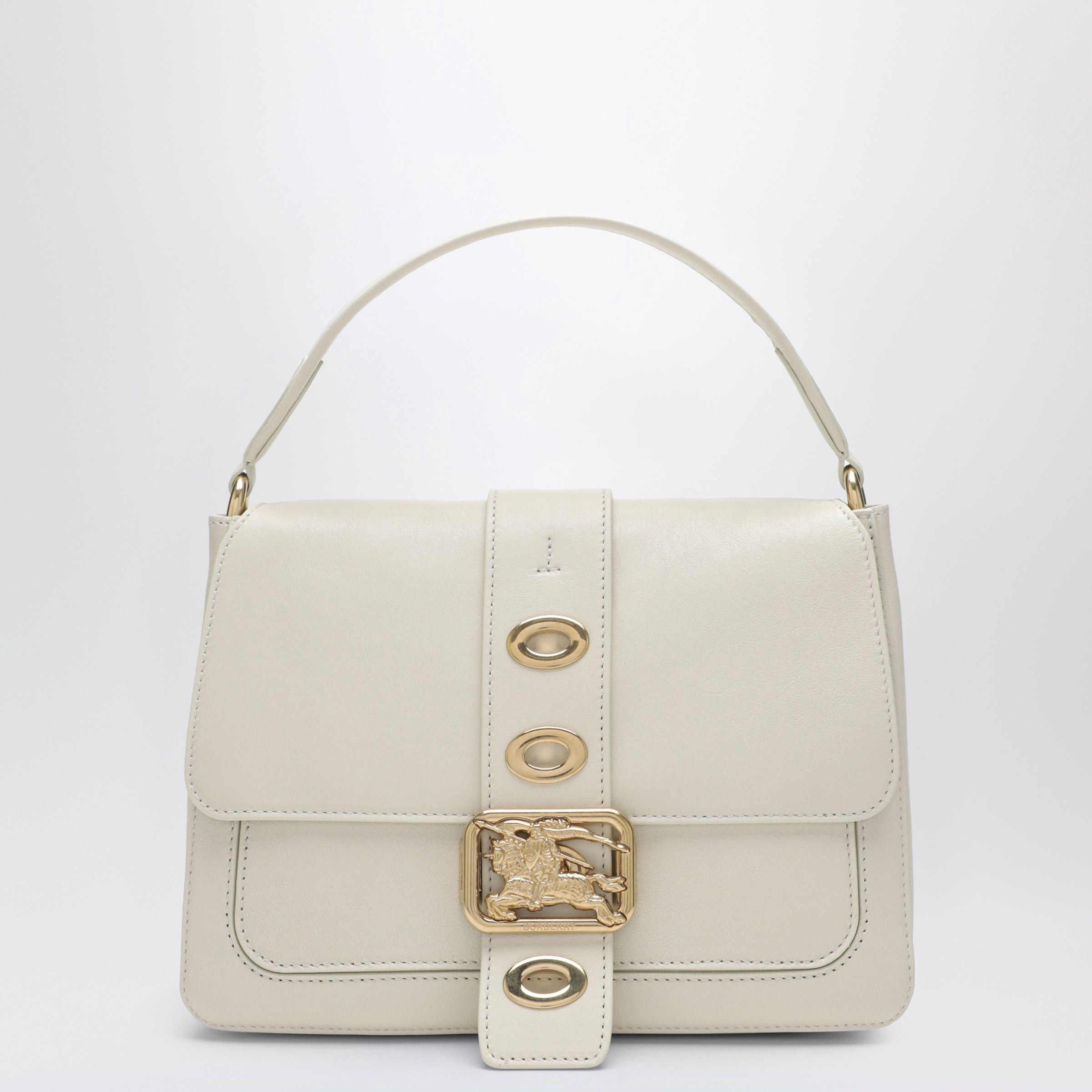Burberry Burberry Small Rider Shoulder Bag In Beige Lambskin Size ONE SIZE - 1 Thumbnail