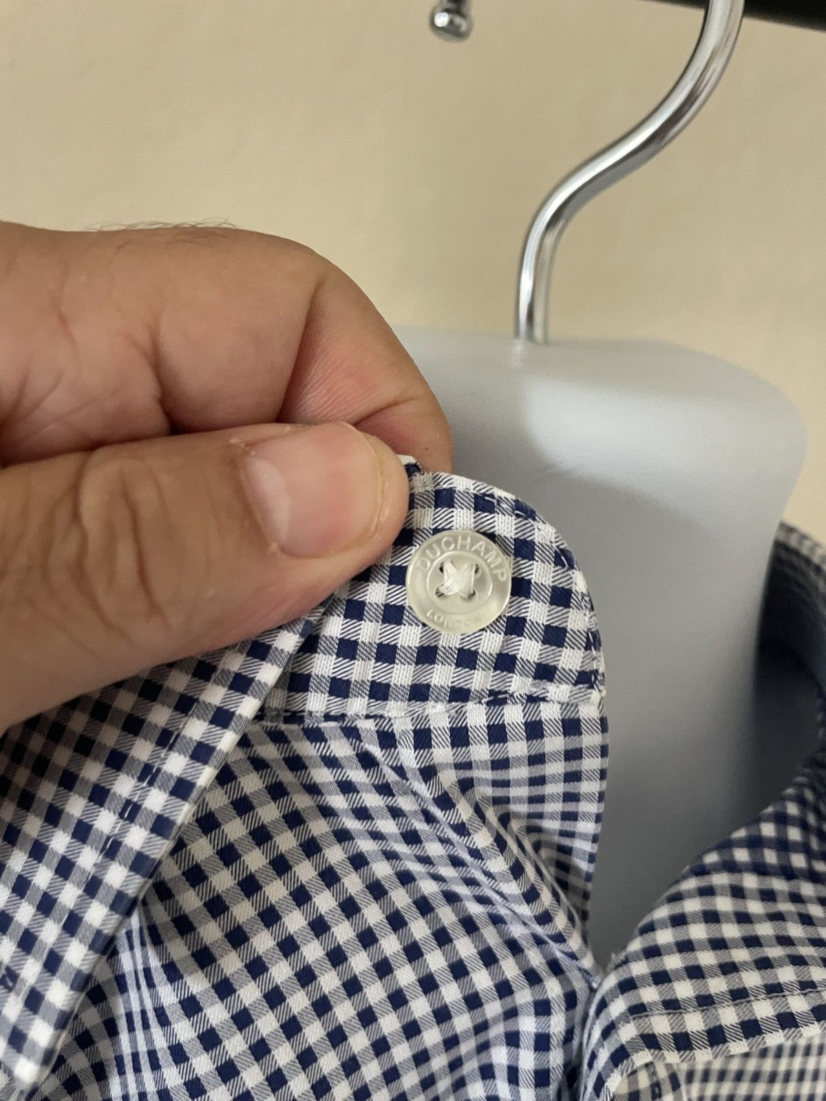 Duchamp London Mini Check Spread collar FC slim fit dress shirt 17.5 x 36 Size US XL / EU 56 / 4 - 12 Thumbnail
