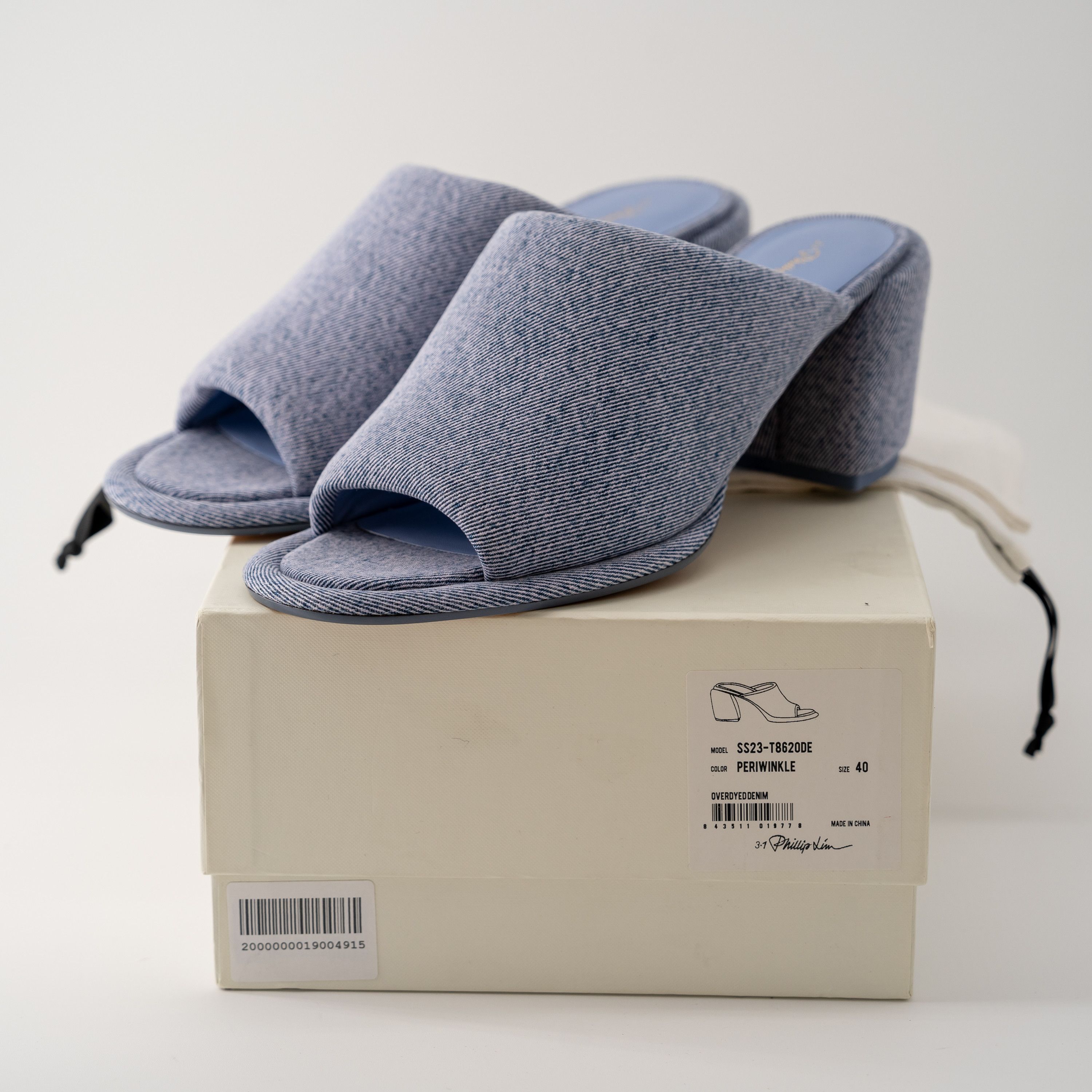3.1 Phillip Lim 40 3.1 PHILLIP LIM Blue Denim Naomi Slip On Heeled Mules Size US 10 / IT 40 - 11 Thumbnail