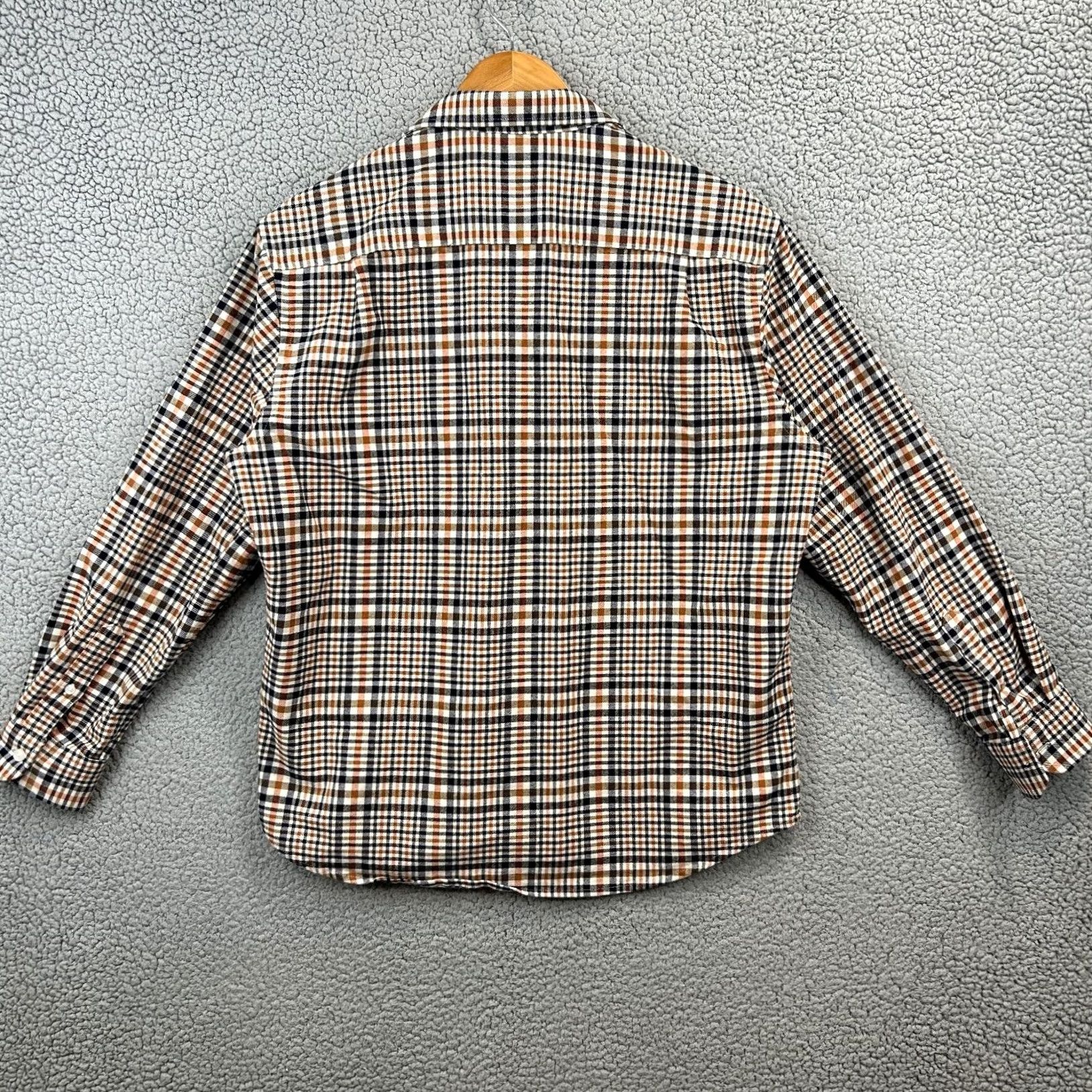 ASH ASH & ERIE Shirt Men's L Brown Navy Plaid Cotton Stretch Casual Button-Down Size US L / EU 52-54 / 3 - 6 Thumbnail