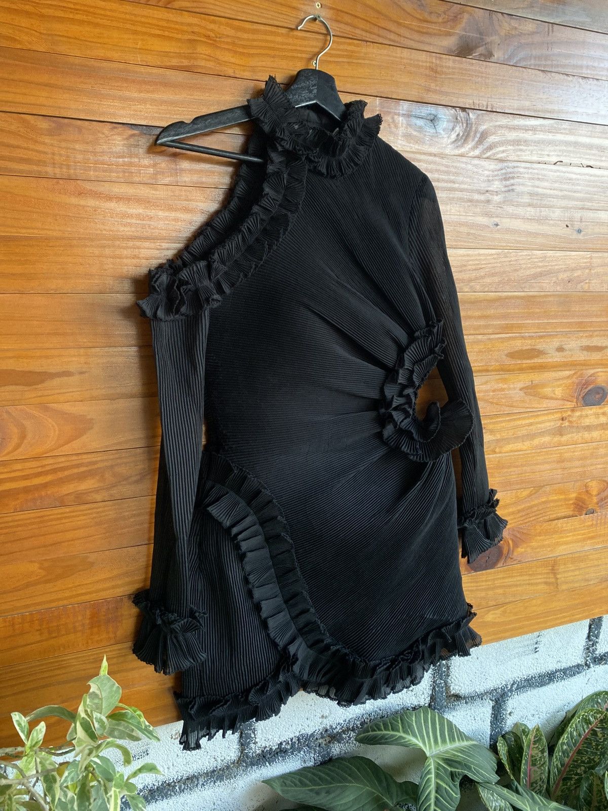 Zimmermann Black Pleated Ruffle Mini Dress Designer Evening Dress Size M / US 6-8 / IT 42-44 - 7 Thumbnail