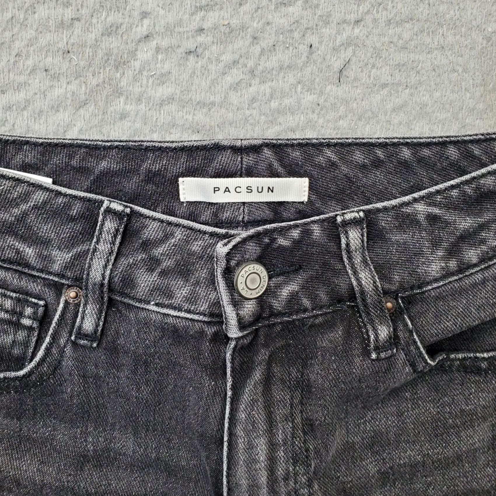 Pacsun PacSun Womens Jeans 24 Black Denim 5-Pocket Dark Wash Regular Straight Leg Size 42" / US 20 - 7 Thumbnail