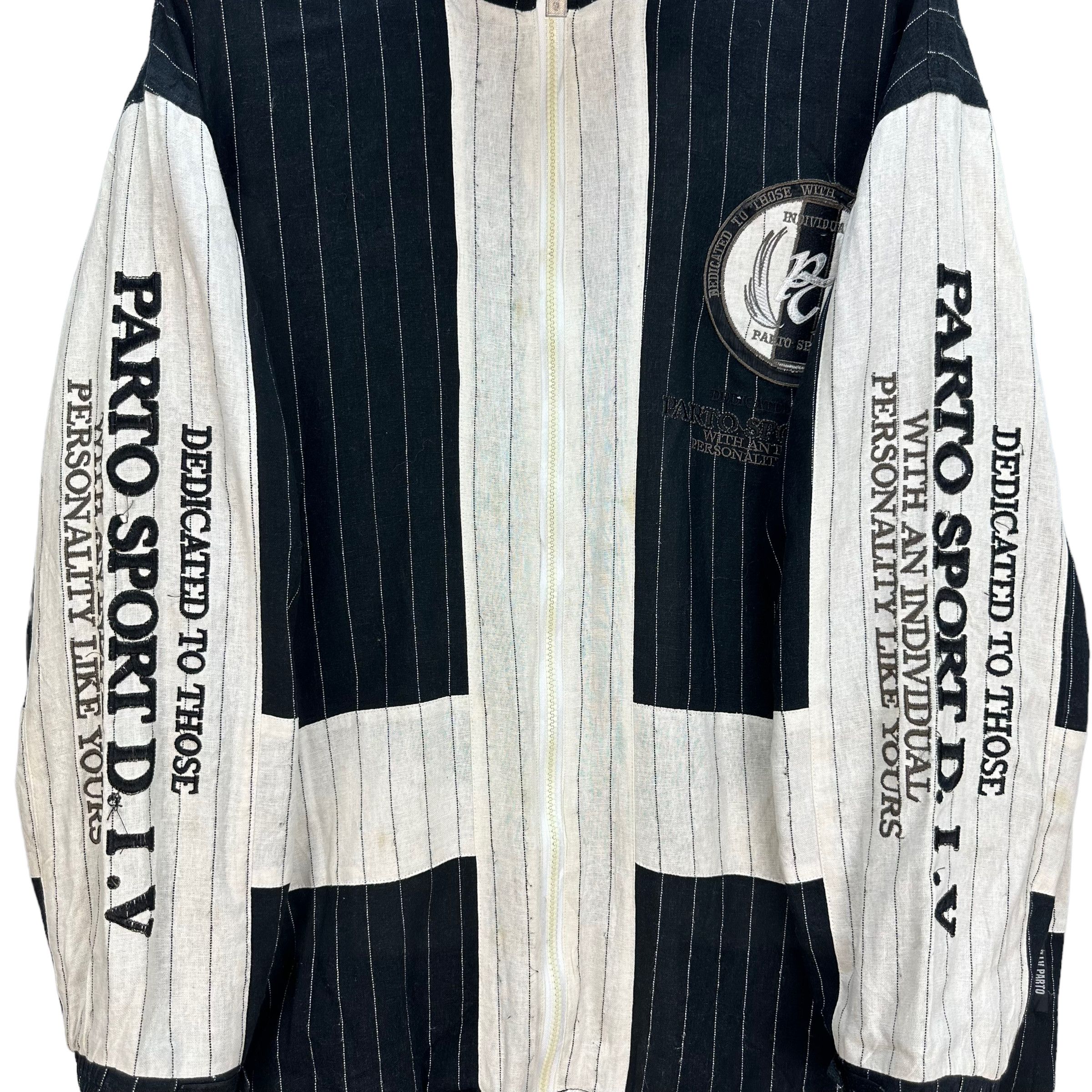 Japanese Brand PARTO SPORT STRIPED BIG LOGO JACKET #7815-179 Size US L / EU 52-54 / 3 - 10 Thumbnail