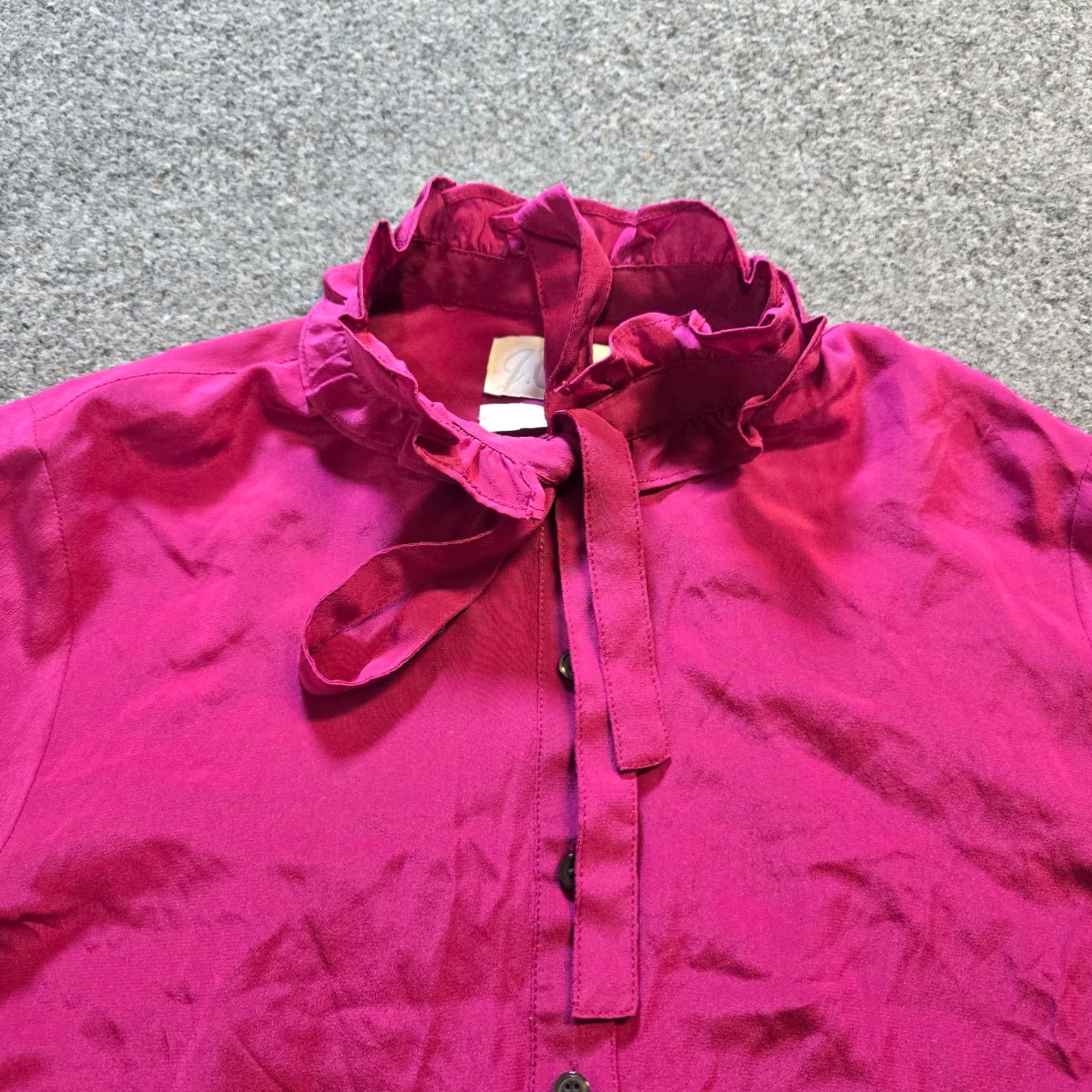 J.Crew J.CREW Blouse Shirt Womens Size 0 Pink Silk Blend Ruffle Neck Long Sleeve Cap Size XS / US 0-2 / IT 36-38 - 2 Thumbnail