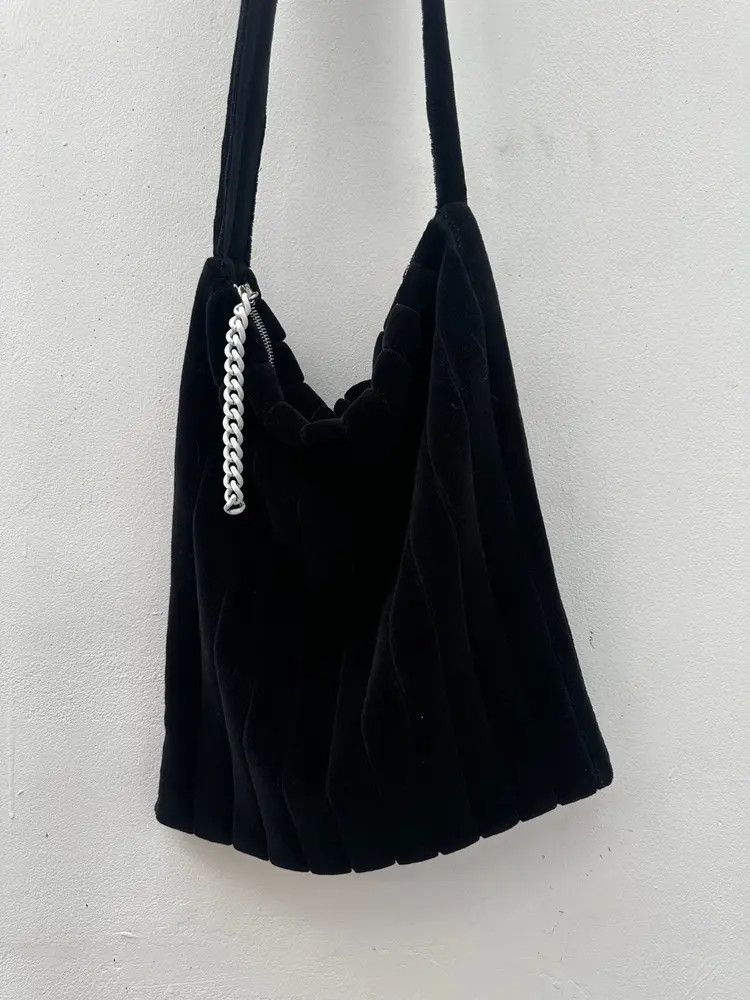 Raf Simons Chain Velvet Tote Bag in Black, Men's