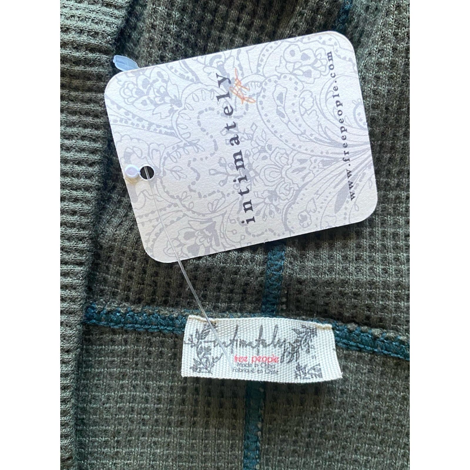 Free People Free People Intimately Womens Thermal Hoodie SMALL Dark Green Deep V Early Night Size S / US 4 / IT 40 - 7 Thumbnail